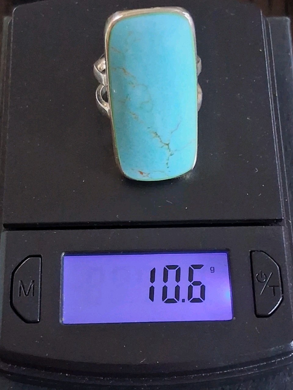 ATI Annika Witt Mexico Turquoise Large Statement Ring Size 8.75 Sterling Silver