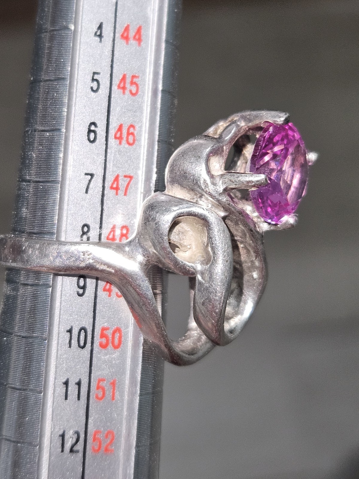 Beatiful & Vintage, Pink CZ 925 Silver Ring 8.2 g Sz 4.75