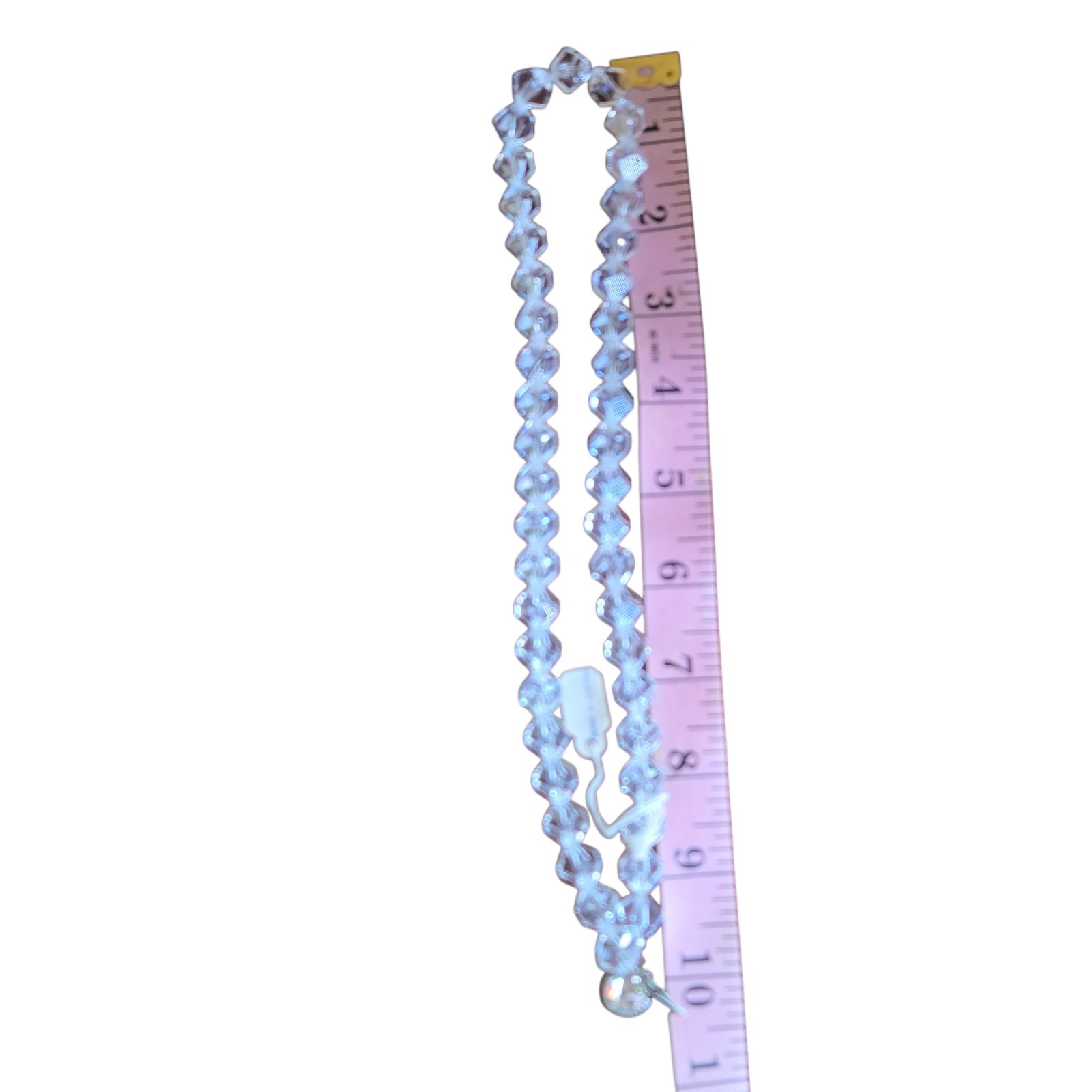 Vtg Austrian Crystal Glass Necklace Multi-faceted Bicone Beads Wedding Formal