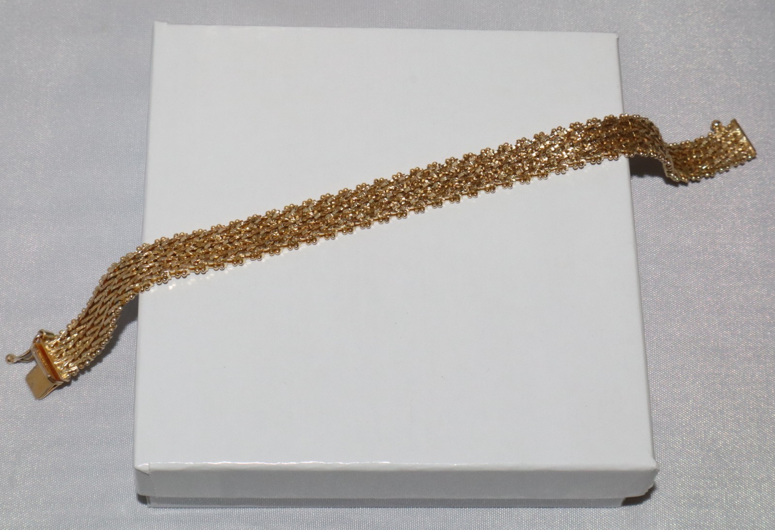 Vintage Sterling Silver Italy Gold Wash or Vermeil? 7 in Mesh Bracelet 18 grams