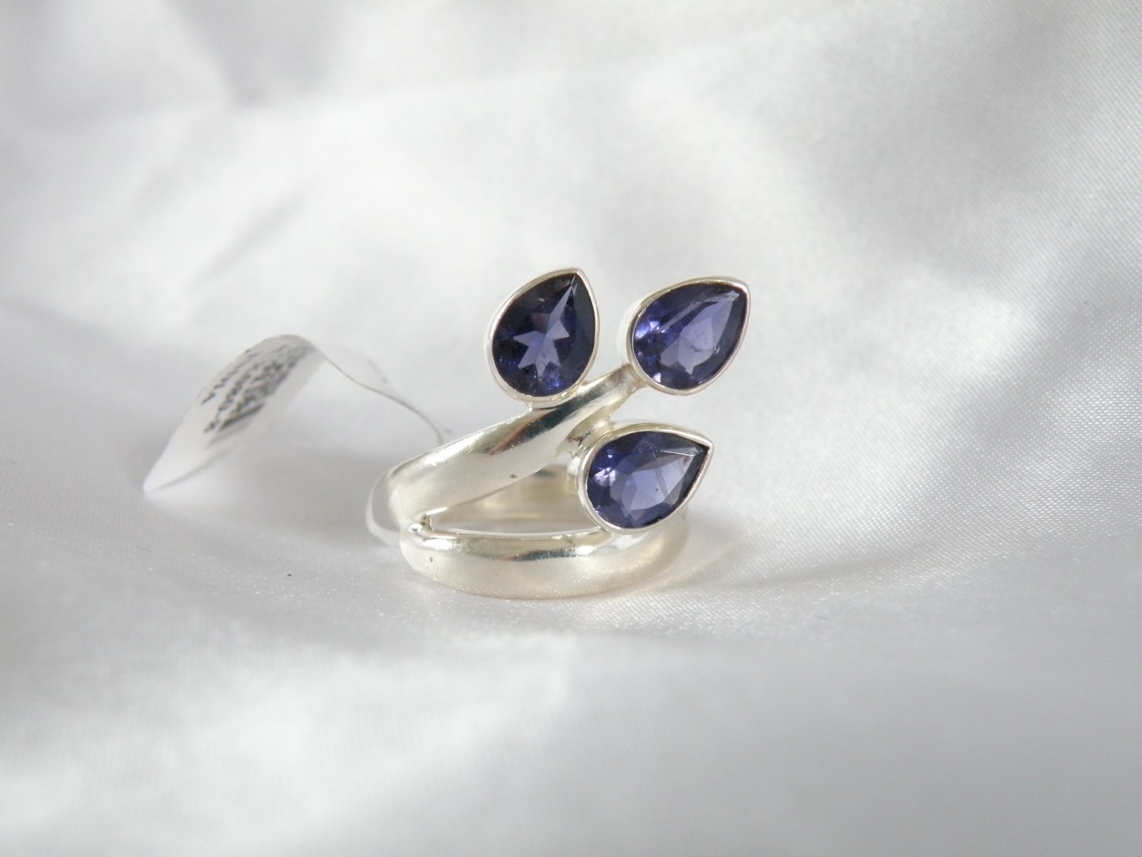 Chunky Sterling Silver 925 Bold Iolite Wrap Band Ring Size 8