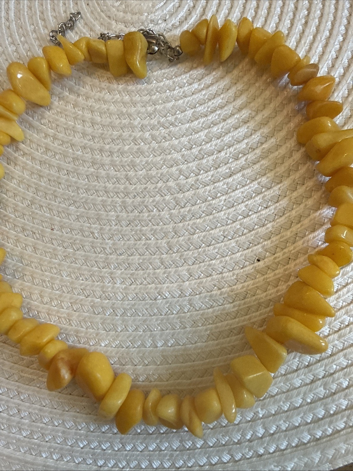 Vintage Raw Amber Butterscotch Necklace 16 Inch Silver Clasp Beautiful Stones