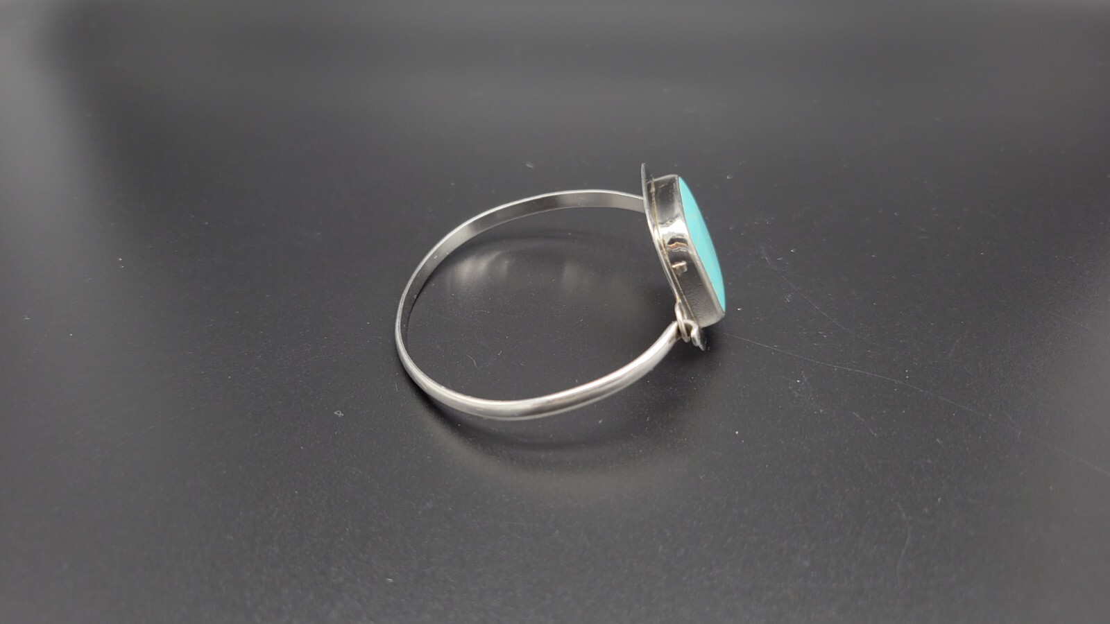 ATI Sterling Silver Turquoise Side Open Bangle Bracelet, Mexico