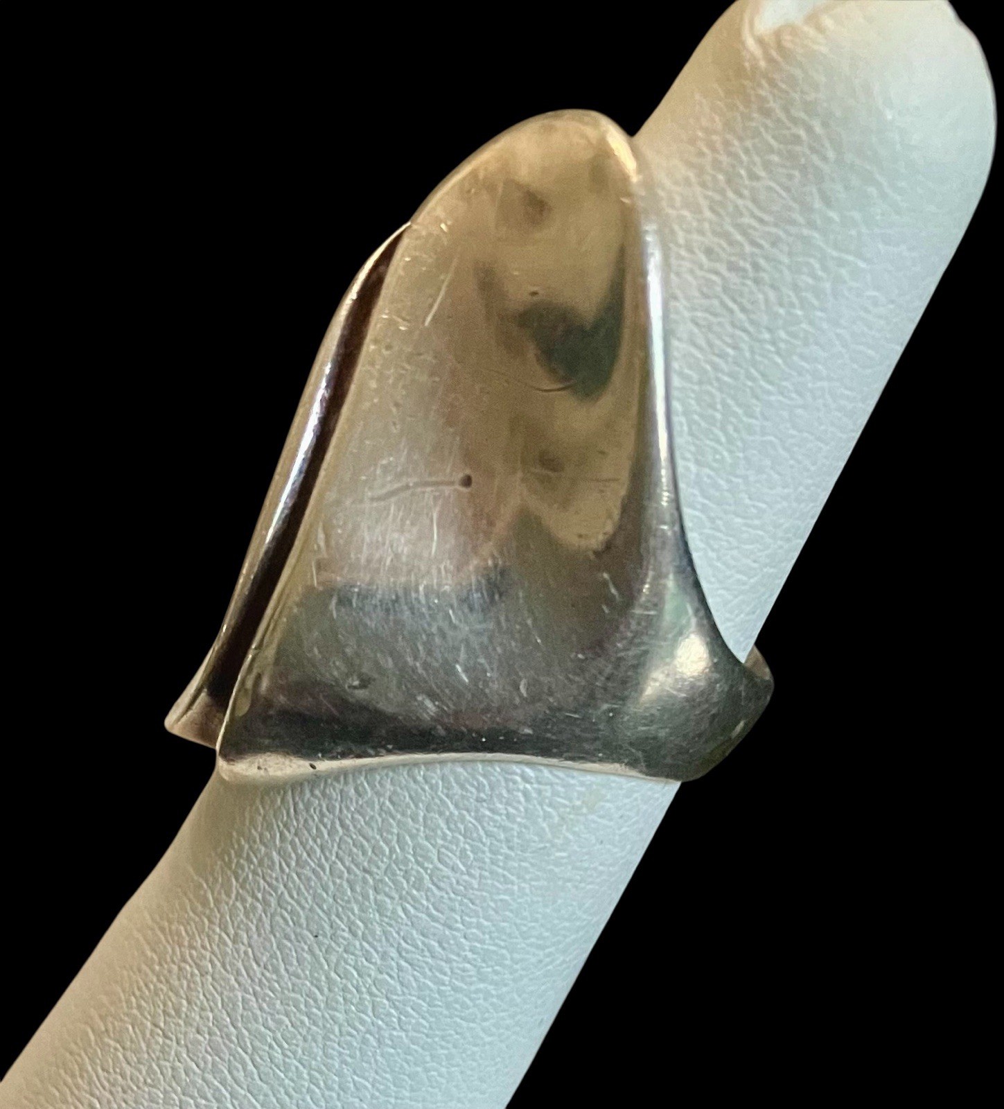 Vintage 925 Sterling Silver Modernist Sculptural Statement Wave Ring Size 5.5