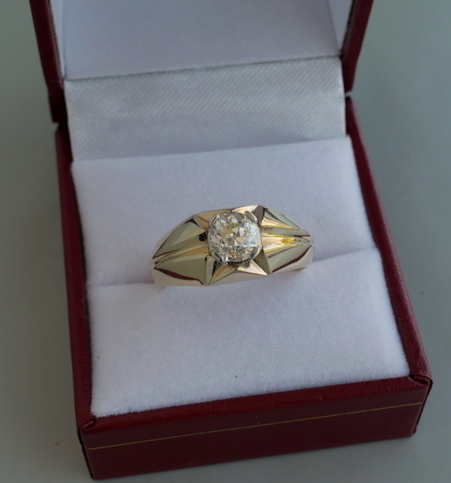 Vintage 14K Yellow Gold 0.90 Ct Old European Cut Diamond Ring 5.3 Gr Sz 8.75
