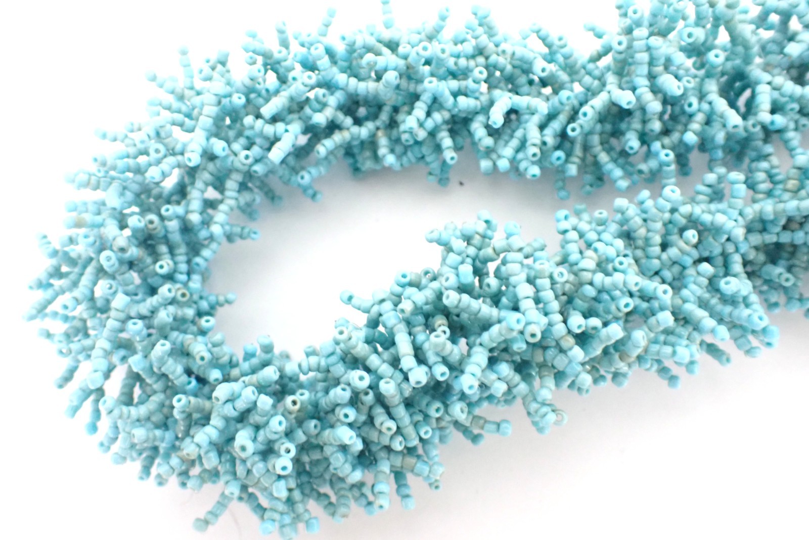 Vintage Multi Glass Beads Tubular Light Blue Choker Necklace Very Pretty