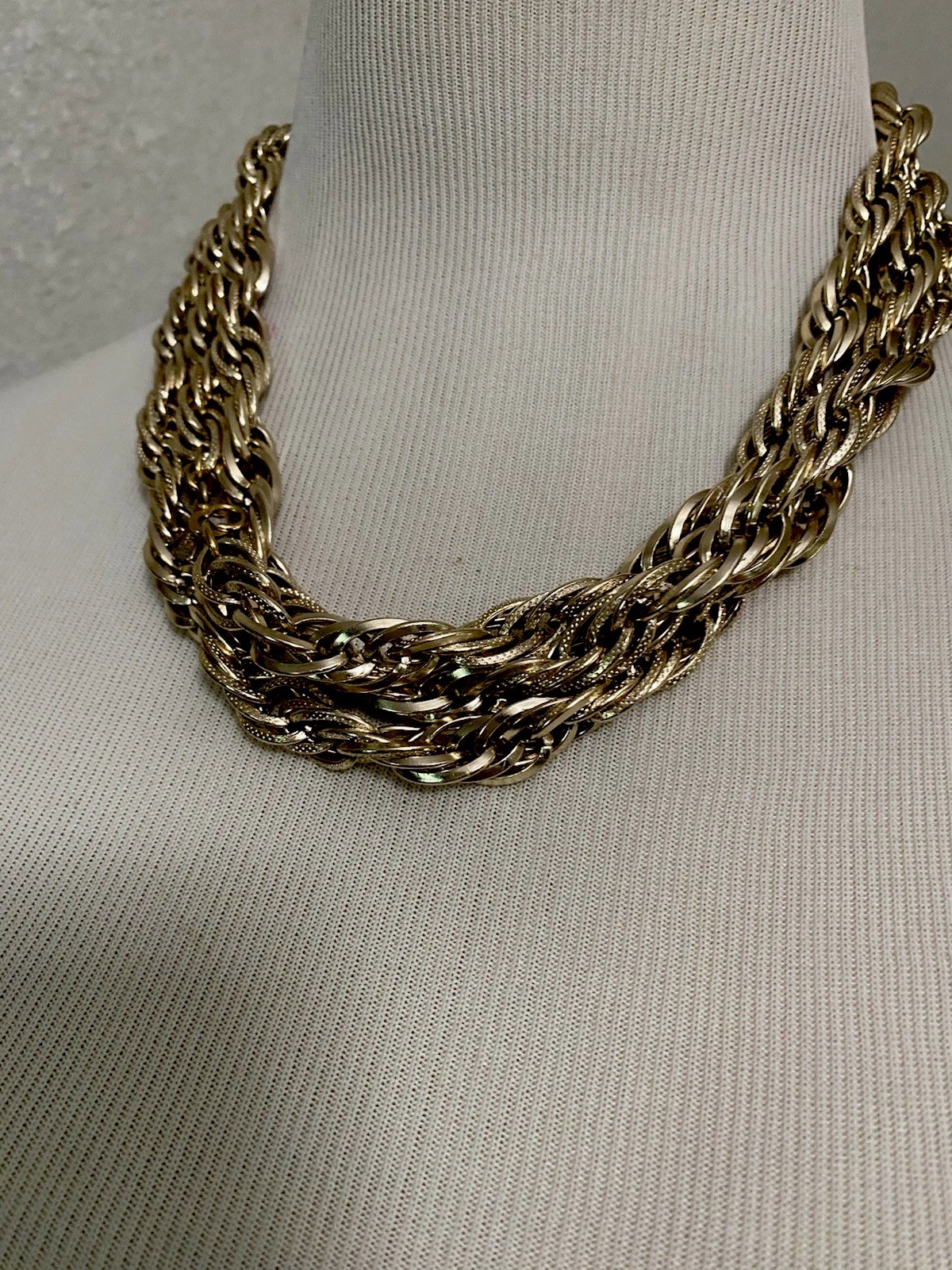 Vintage Monet Gold Tone 64in Twisted 1/2in Rope Statement Chain Necklace 95g!