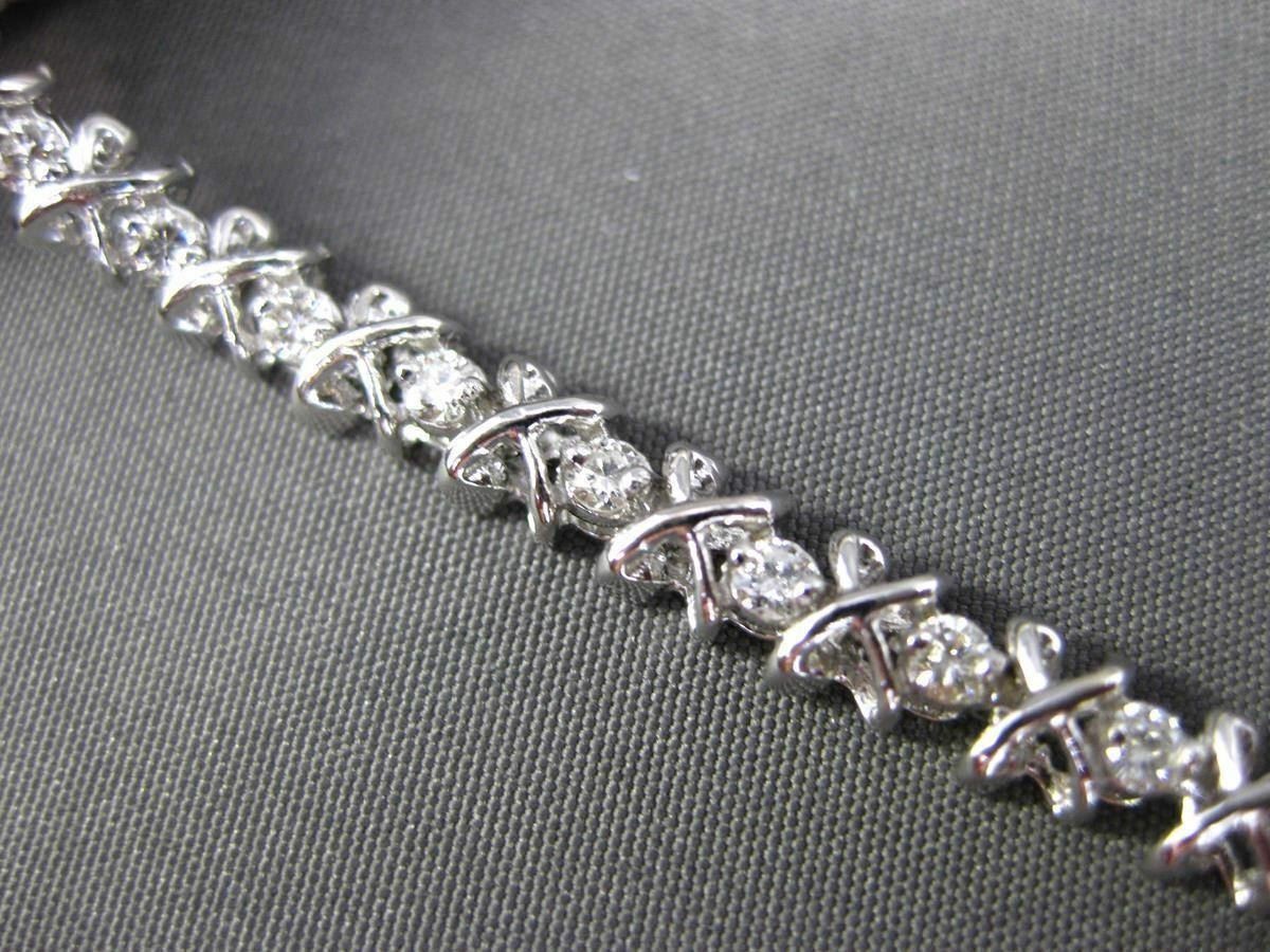 ESTATE 1.0CT DIAMOND 14KT WHITE GOLD 3D LOVE TENNIS BRACELET E/F VS/VVS #24202