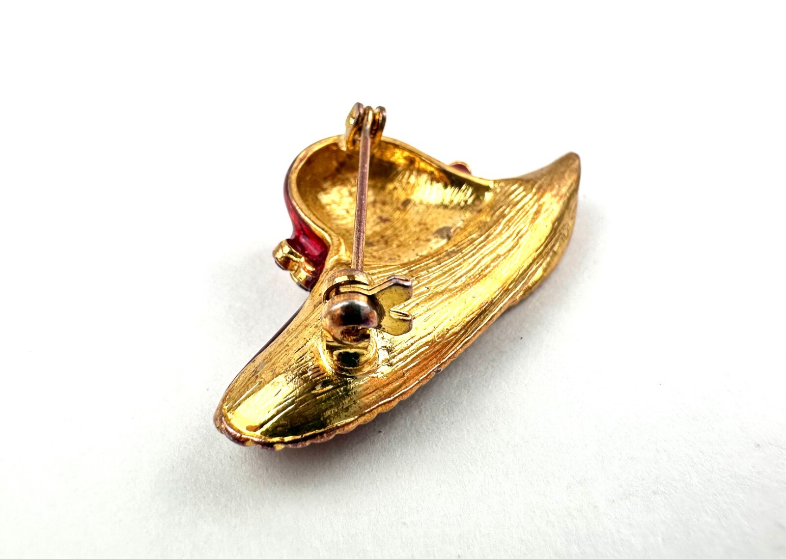 Lot 3 Vintage Brooches Pins: Red Hat Pin, Purple/Pink and Gold/Silver Butteflies