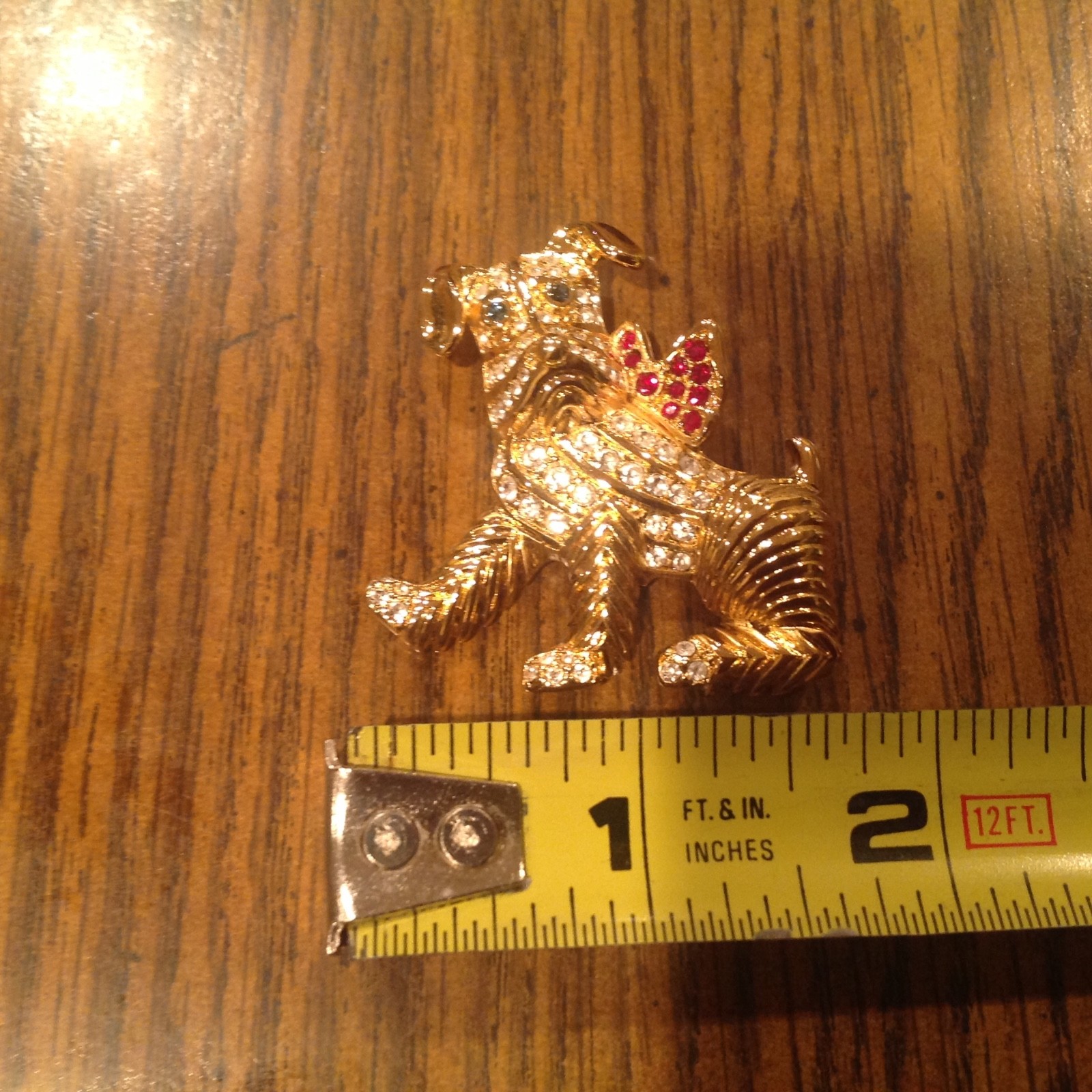 KJL Kenneth J Lane Cute Dog with Bow Jeweled Vintage Pin Brooch Mint!
