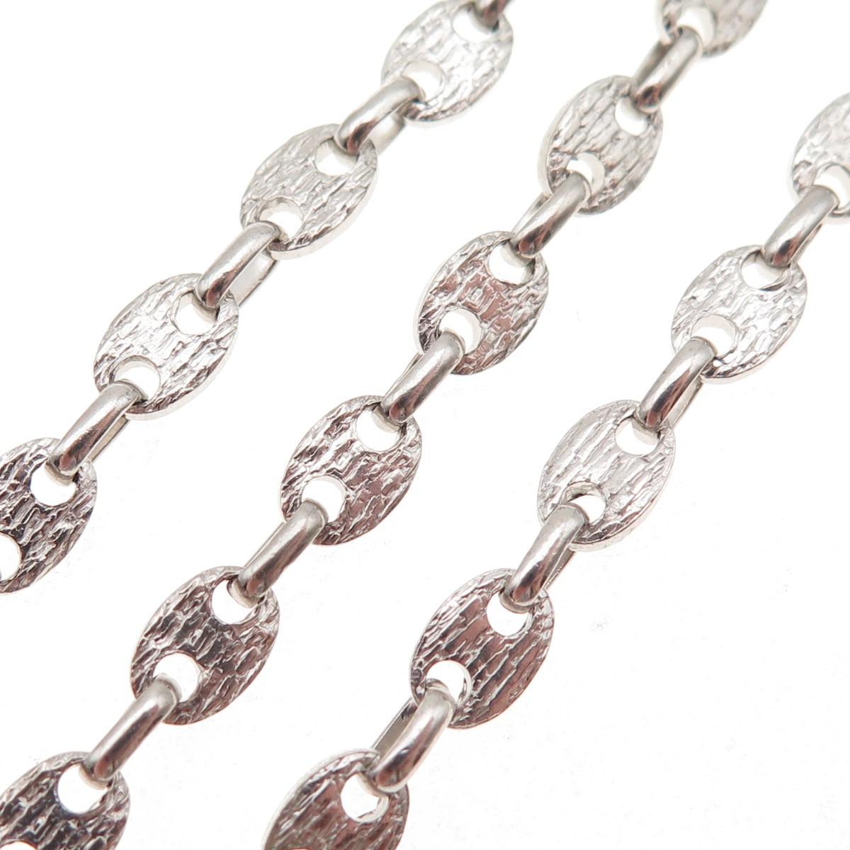 925 Sterling Silver Vintage Italy Textured Anchor Mariner Chain Necklace 24″