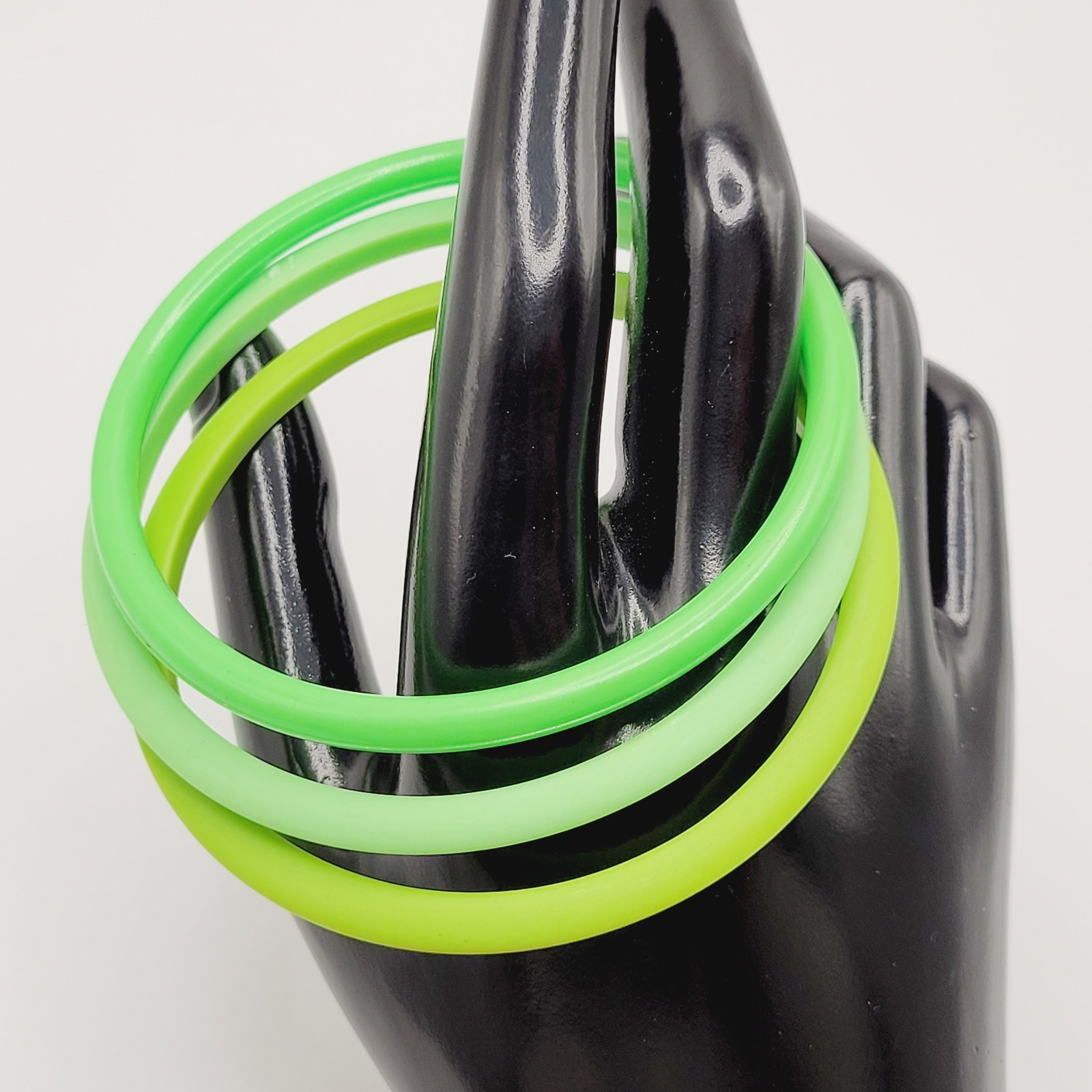 Green Lime Shades Bangle Delightful Set of 3 Retro Style Vintage 1980s Bracelet