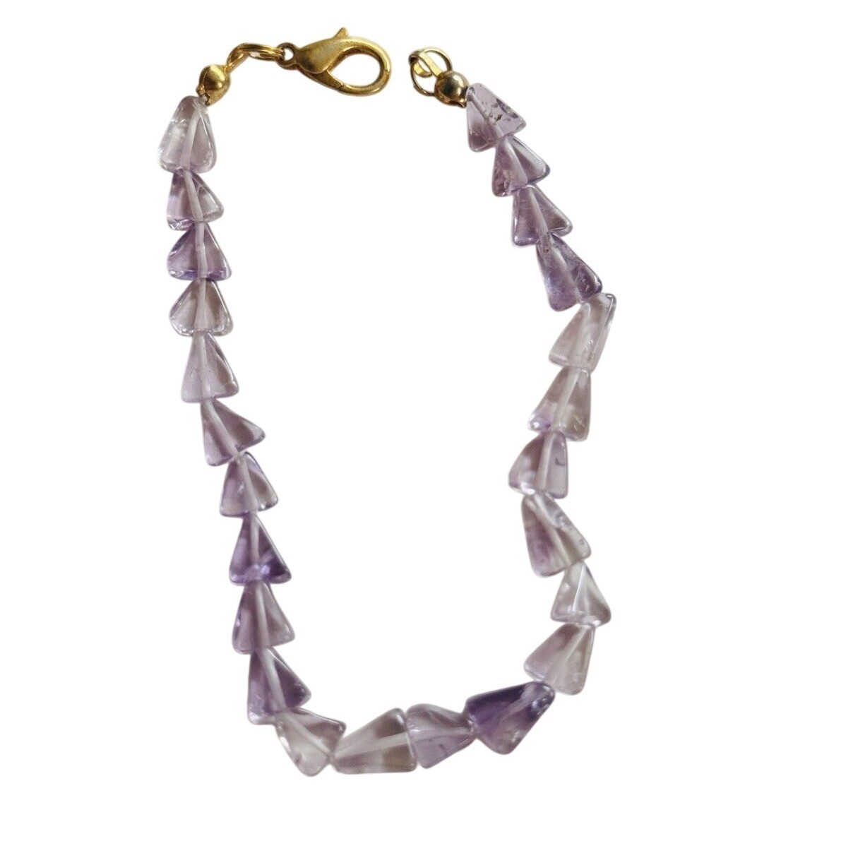 Purple Amethyst Beaded Bracelet 7.5″ Beaded VTG Triangle Beads Authentic Natural