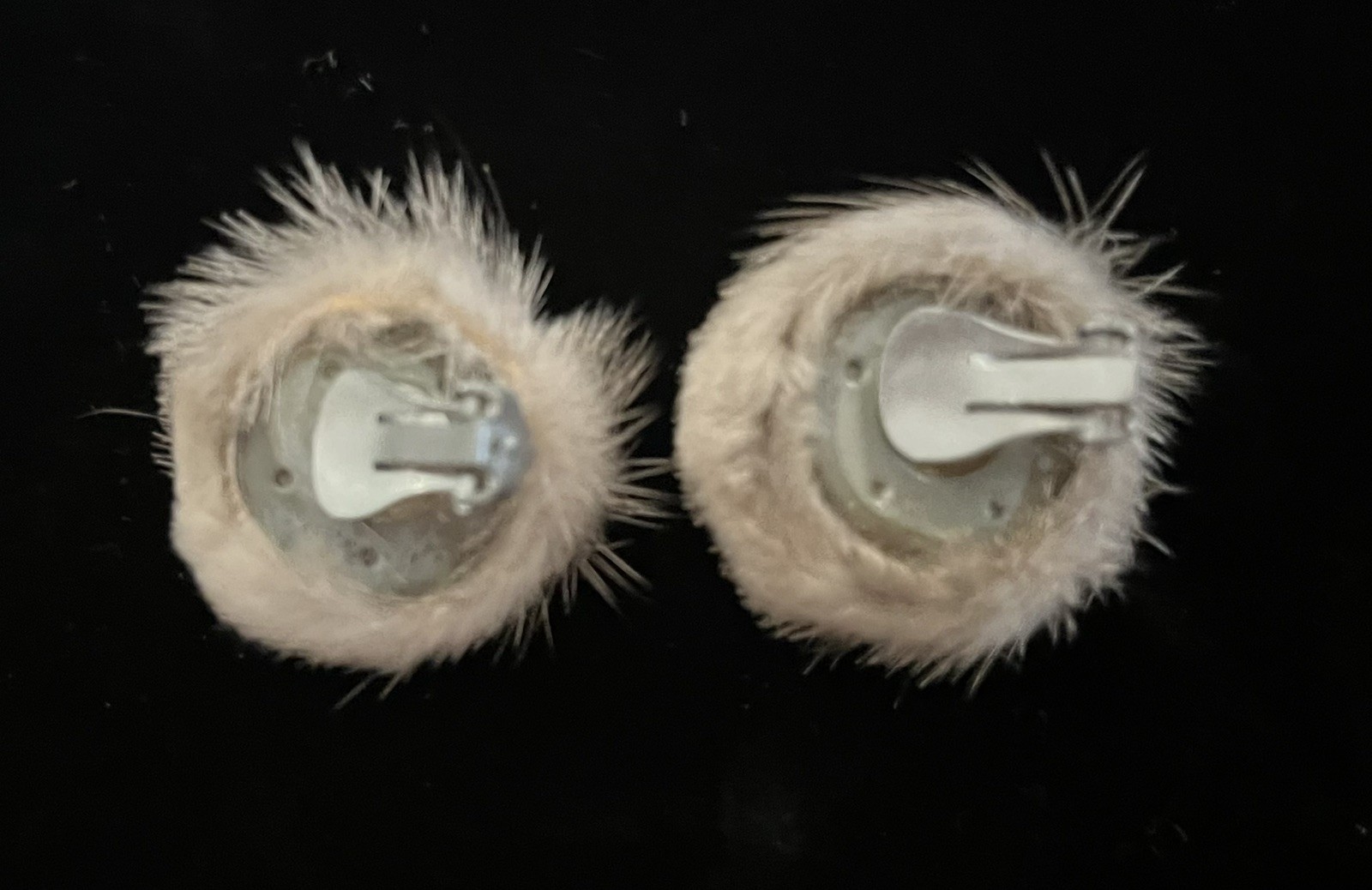 Vintage Genuine Tan Brown Mink Fur Clip On Round Earrings 1950s Original Box