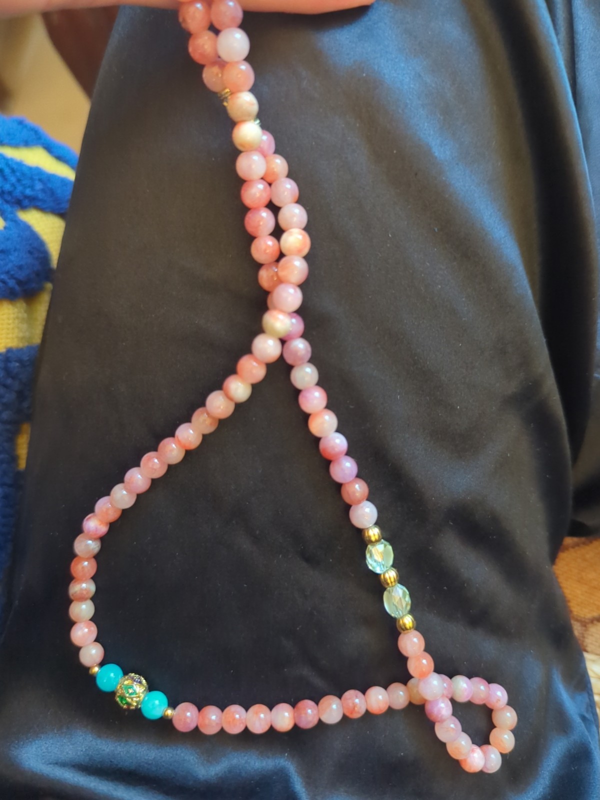 Pink Quartz Long Necklace Stunning Handmade