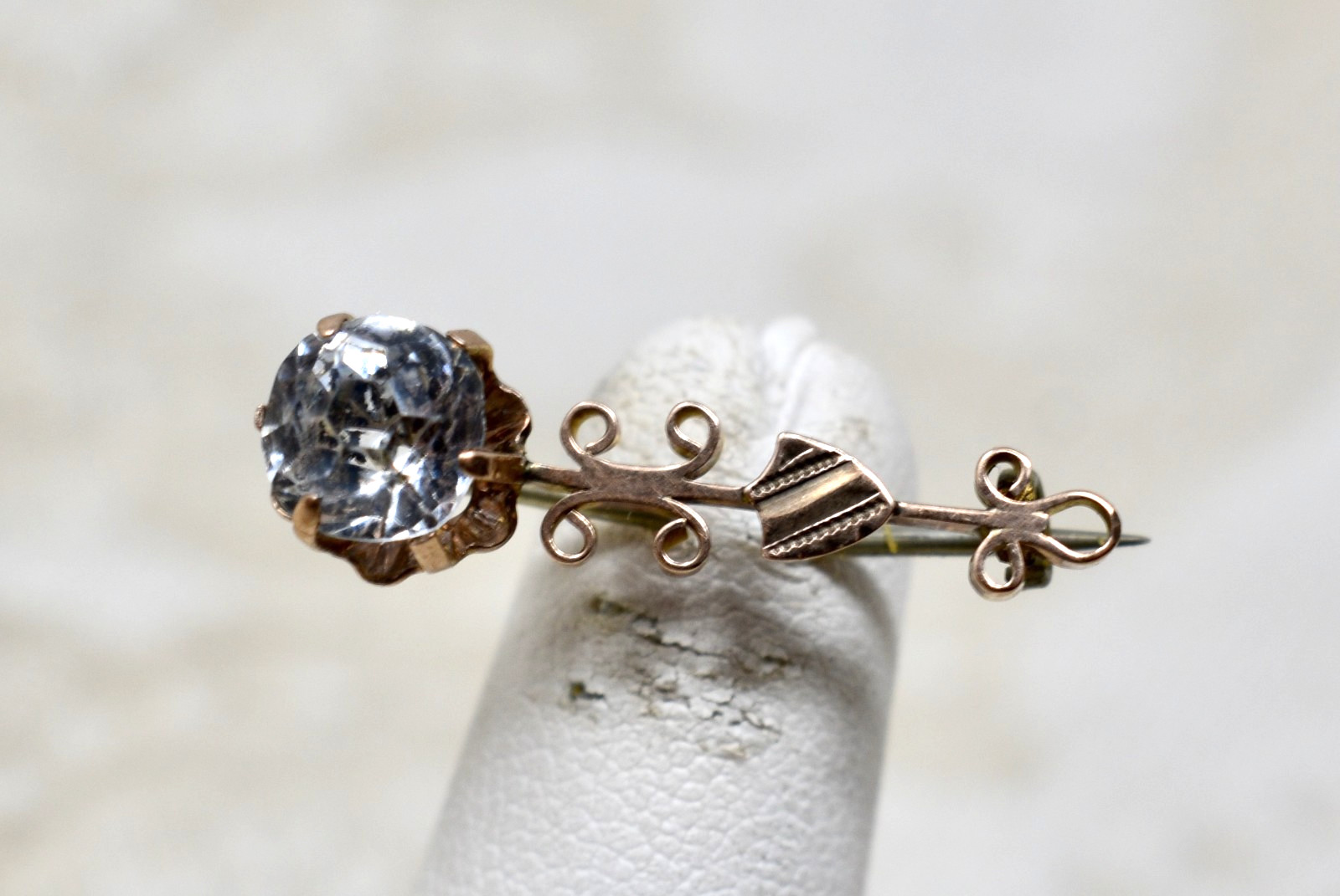 Antique 10k Solid Gold & Cushion Cut Paste Victorian Halley’s Comet Pin / Brooch