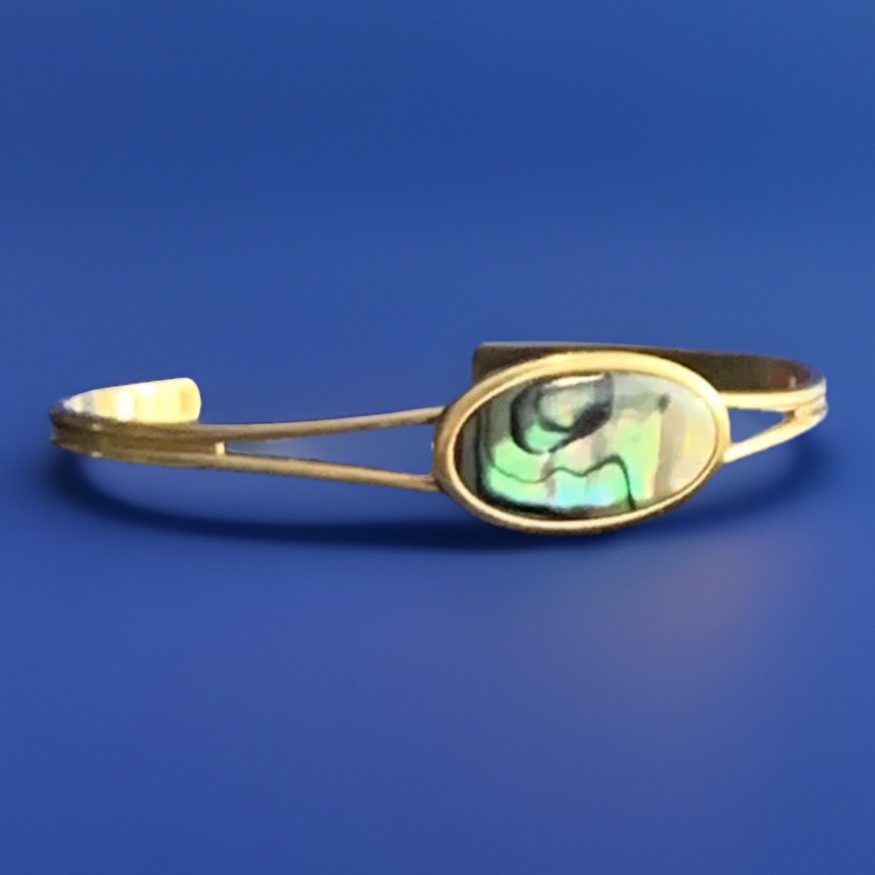 Vtg Ariki Paua Bracelet Made In New Zealand Gold Plated Beautiful Shell READ