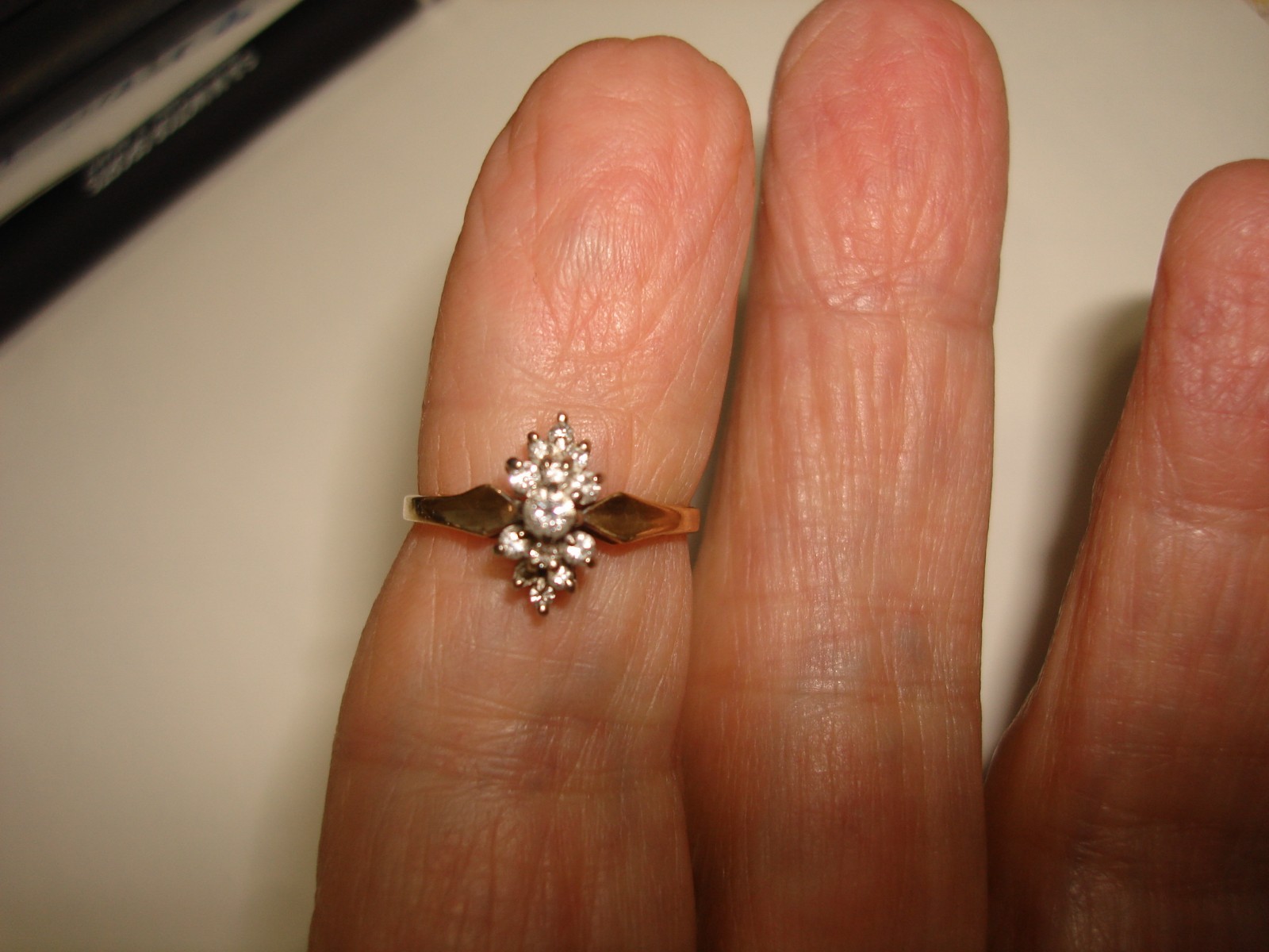 Vtg TG 14k Yellow Gold Diamond ( One Stone Missing ) Ring 6.75 For Repair As Is