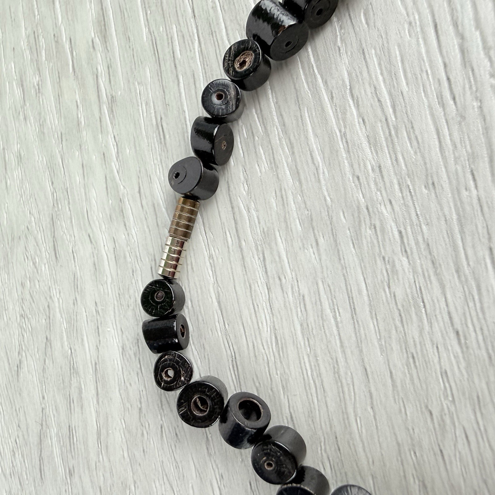 Vintage Genuine Black Branch Coral Chunky Tribal Boho Chic Goth Fringe Necklace
