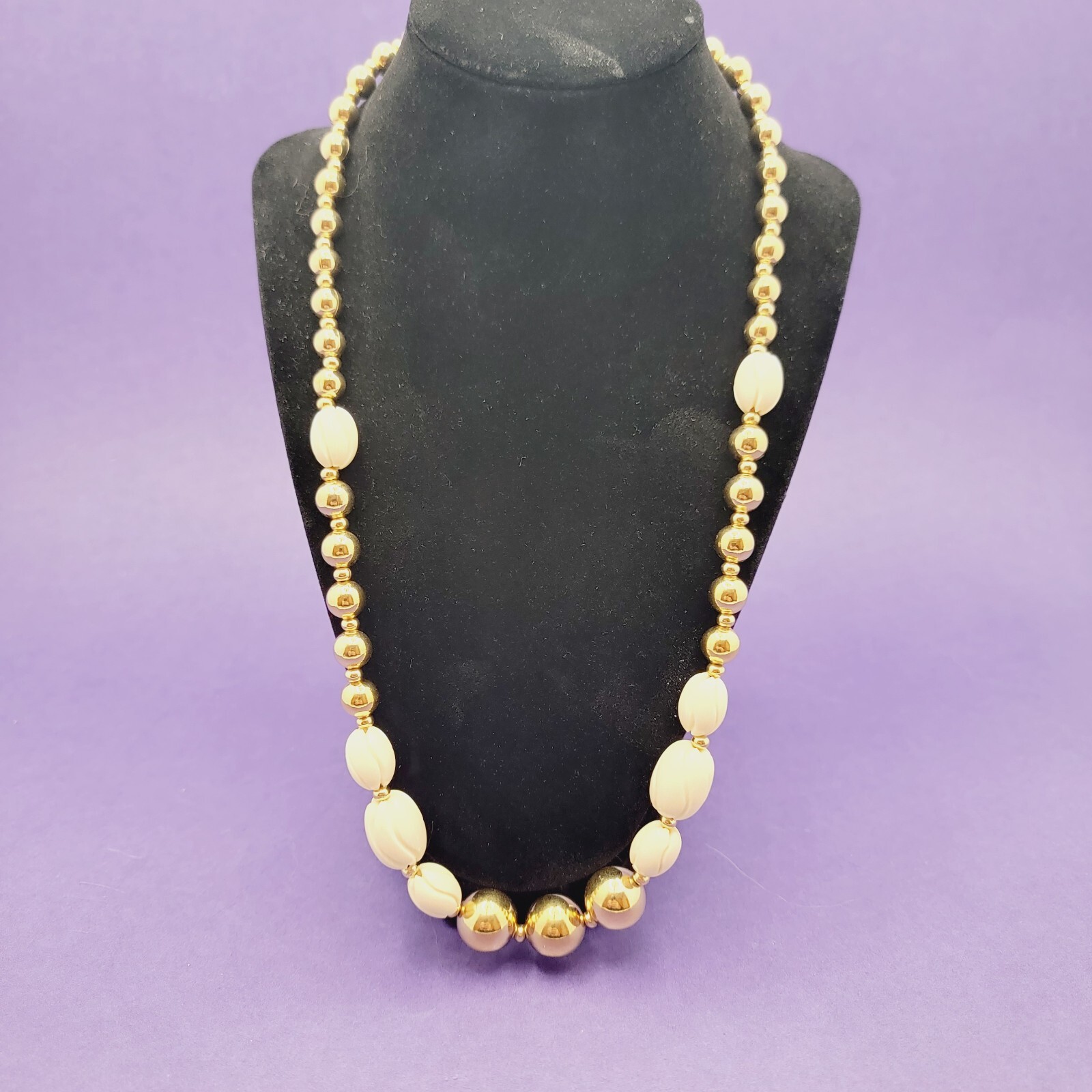 Vintage Napier Ivory and Gold Beaded Statement Necklace