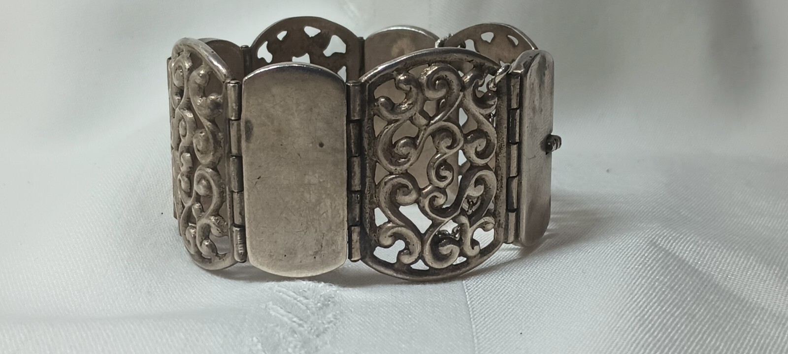 Vintage Cuernavaca Mexico Sterling Silver Panel Bracelet