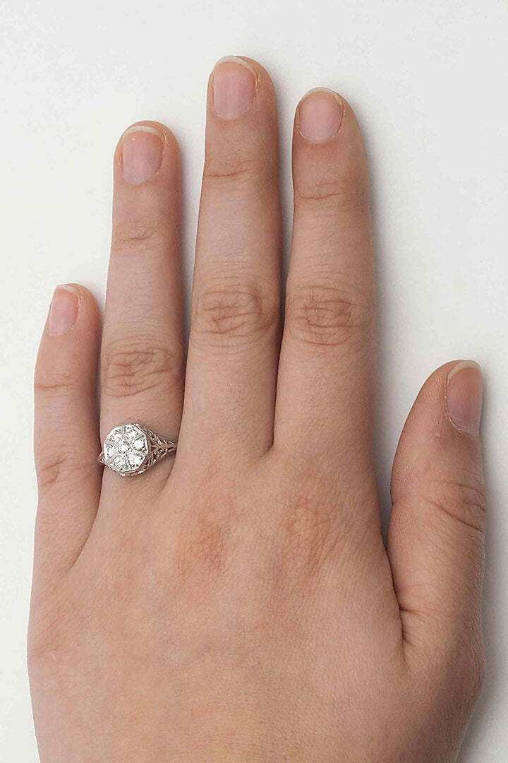 Vintage 0.35 Carat Diamond Cluster Engagement Ring