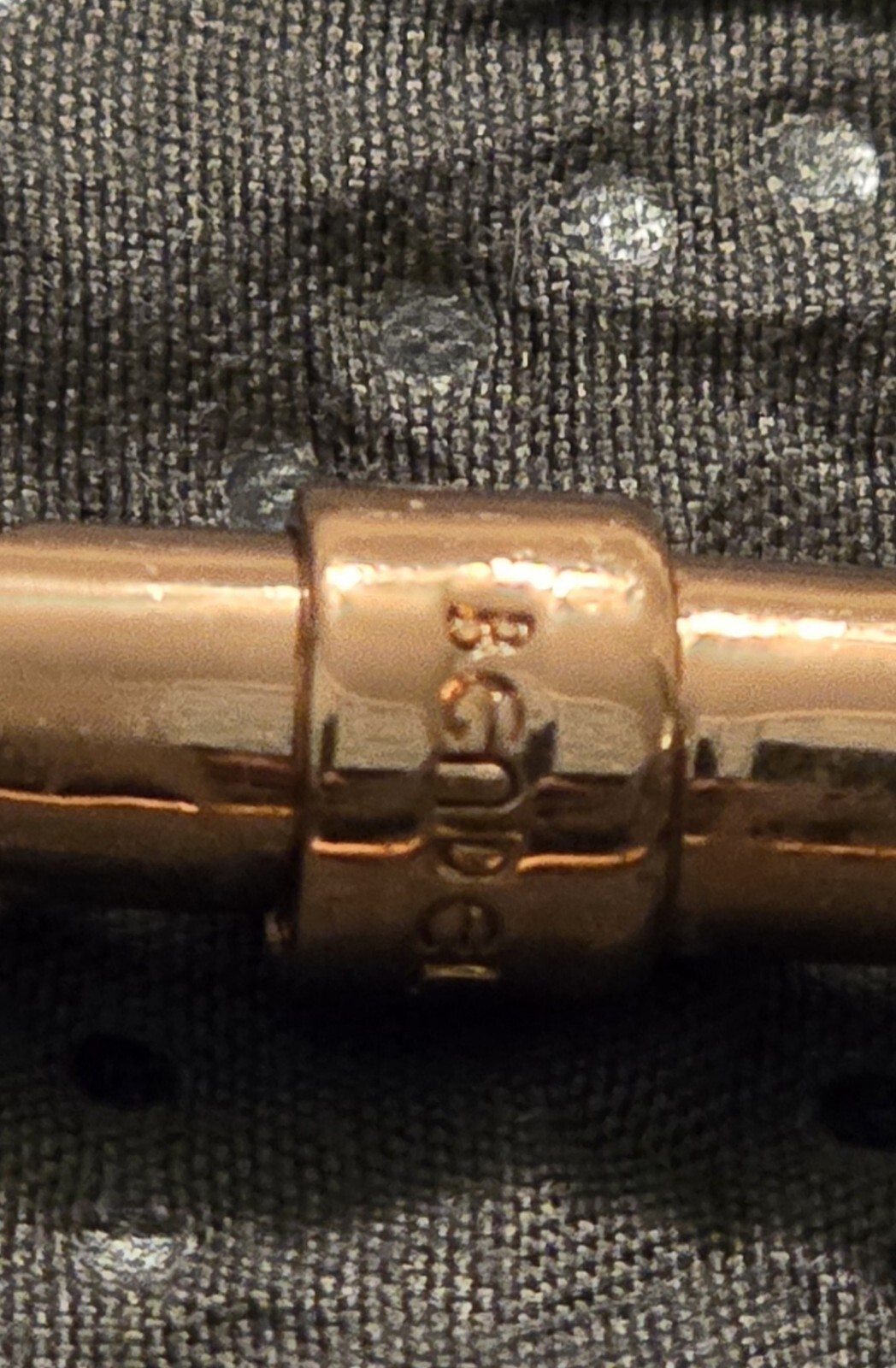 Gold Tone Henri Bendel Rhinestone Tan Leather Bracelet 6.25″