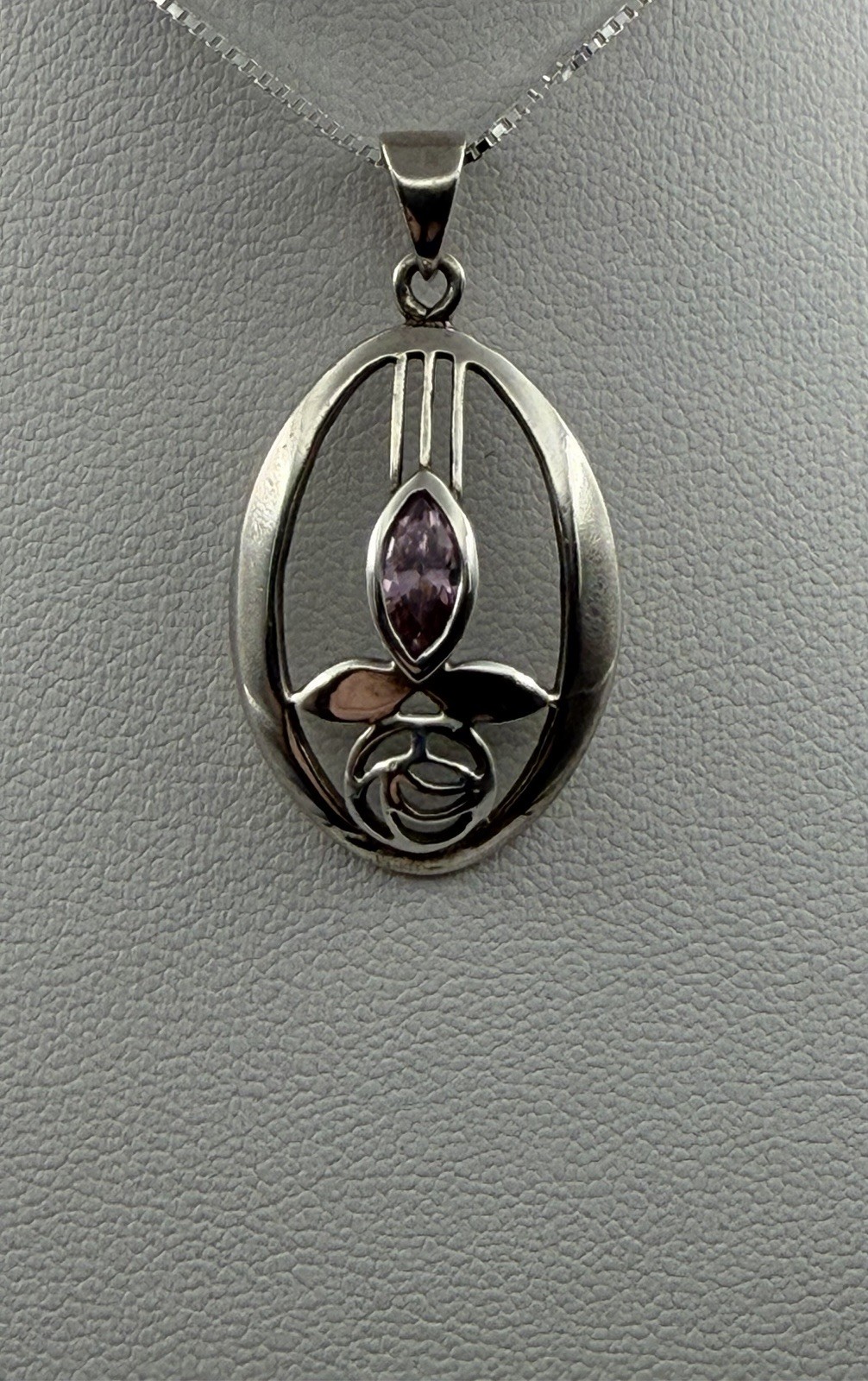 Vintage Glasgow Rose Amethyst Silver 925 Pendant Necklace Kit Heath 95