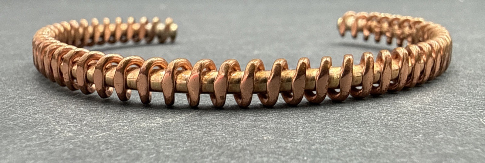 Copper Cuff Bracelet Twisted Braided Rope Braid Brutalist Modernist