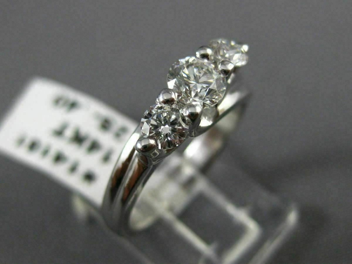 ESTATE .91CT DIAMOND 14KT WHITE GOLD 3D PAST PRESENT FUTURE TENSION RING #14161