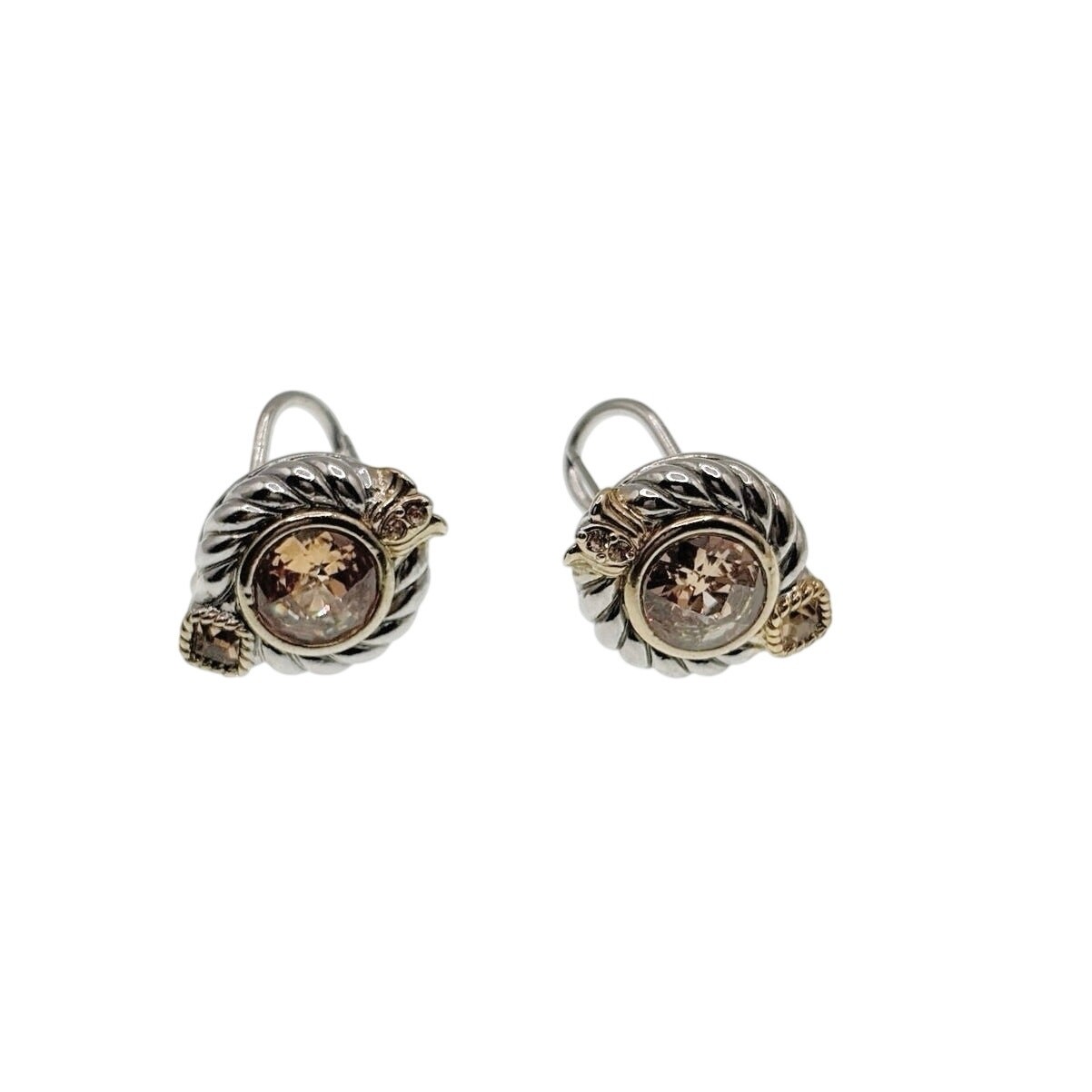 Retro Silver Tone Cubic Zirconia Citrine Stones