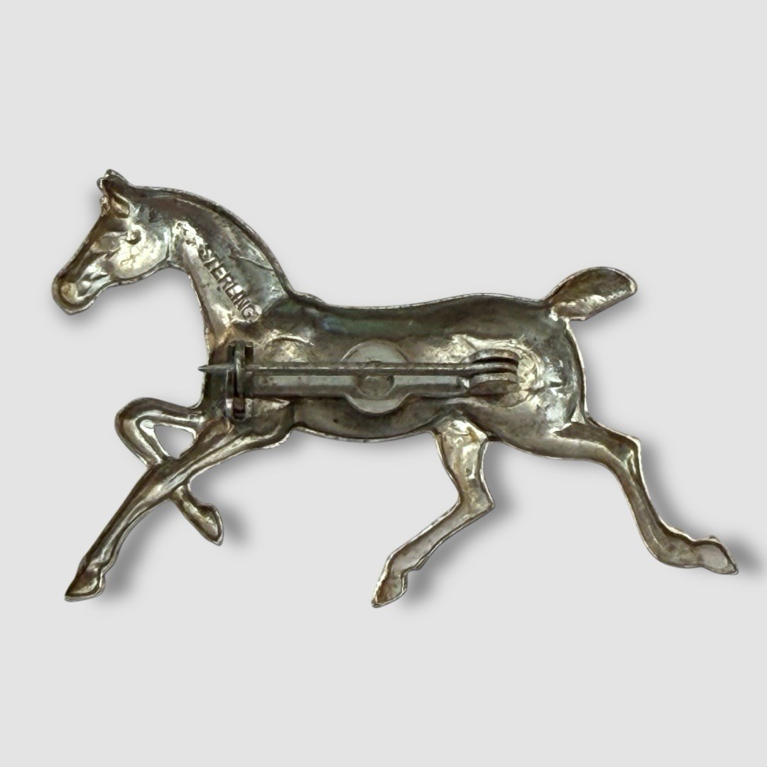 Vintage Sterling Silver 925 Running Horse Brooch Pin – Equestrian Jewelry