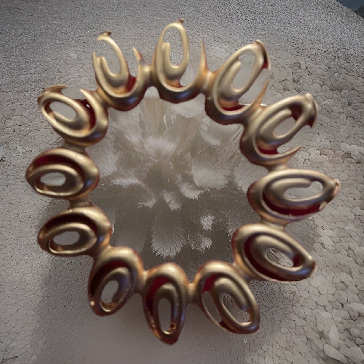 AC Anne Klein Brushed GoldTone Round Vintage Classic Wreath Brooch Signed I05