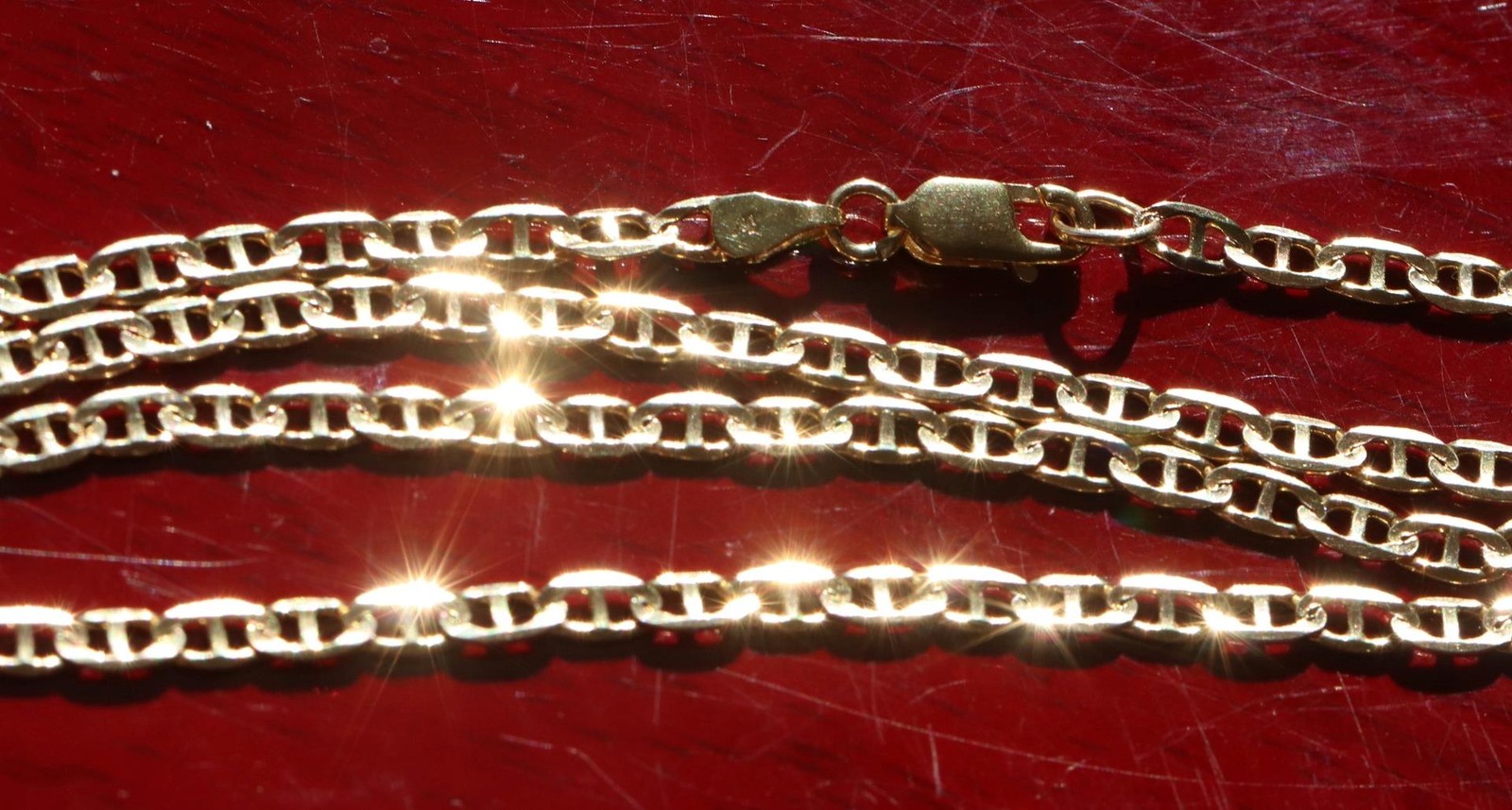 14k yellow gold necklace 19.5″ anchor / mariner link chain vintage 7.67gr N3502