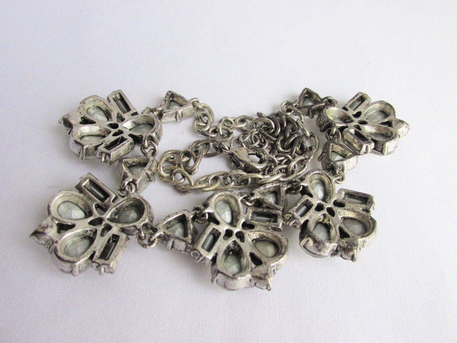 Vintage Stella & Dot Clear & Topaz Mirrored Rhinestone Necklace Bib Statement