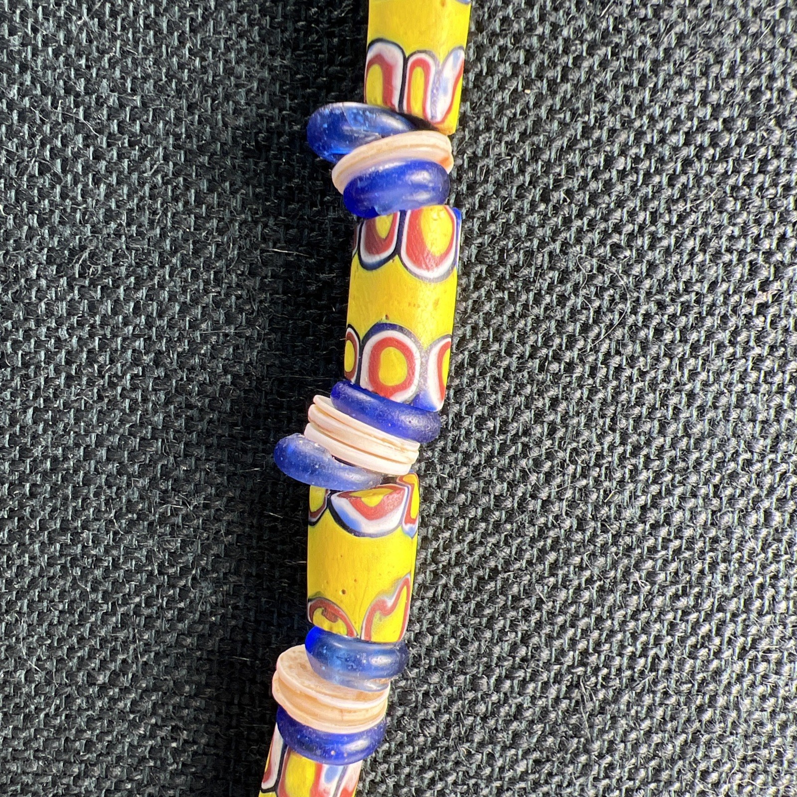 Matched Venetian Millefiori African Trade Bead Necklace 14kt GF Fish Hook Clasp