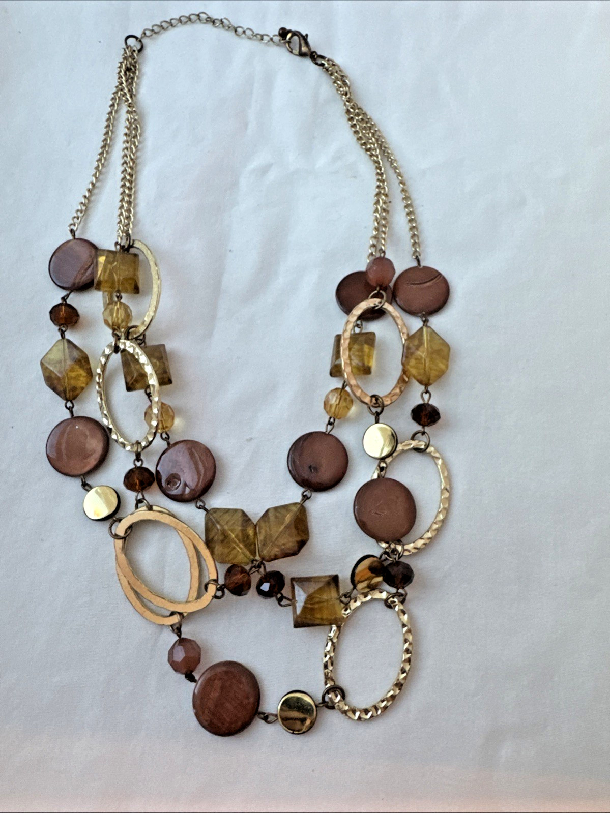 Boho Brown Gold Earthtones y2k 1990 2000s Modernist Metal Jewelry VTG necklace