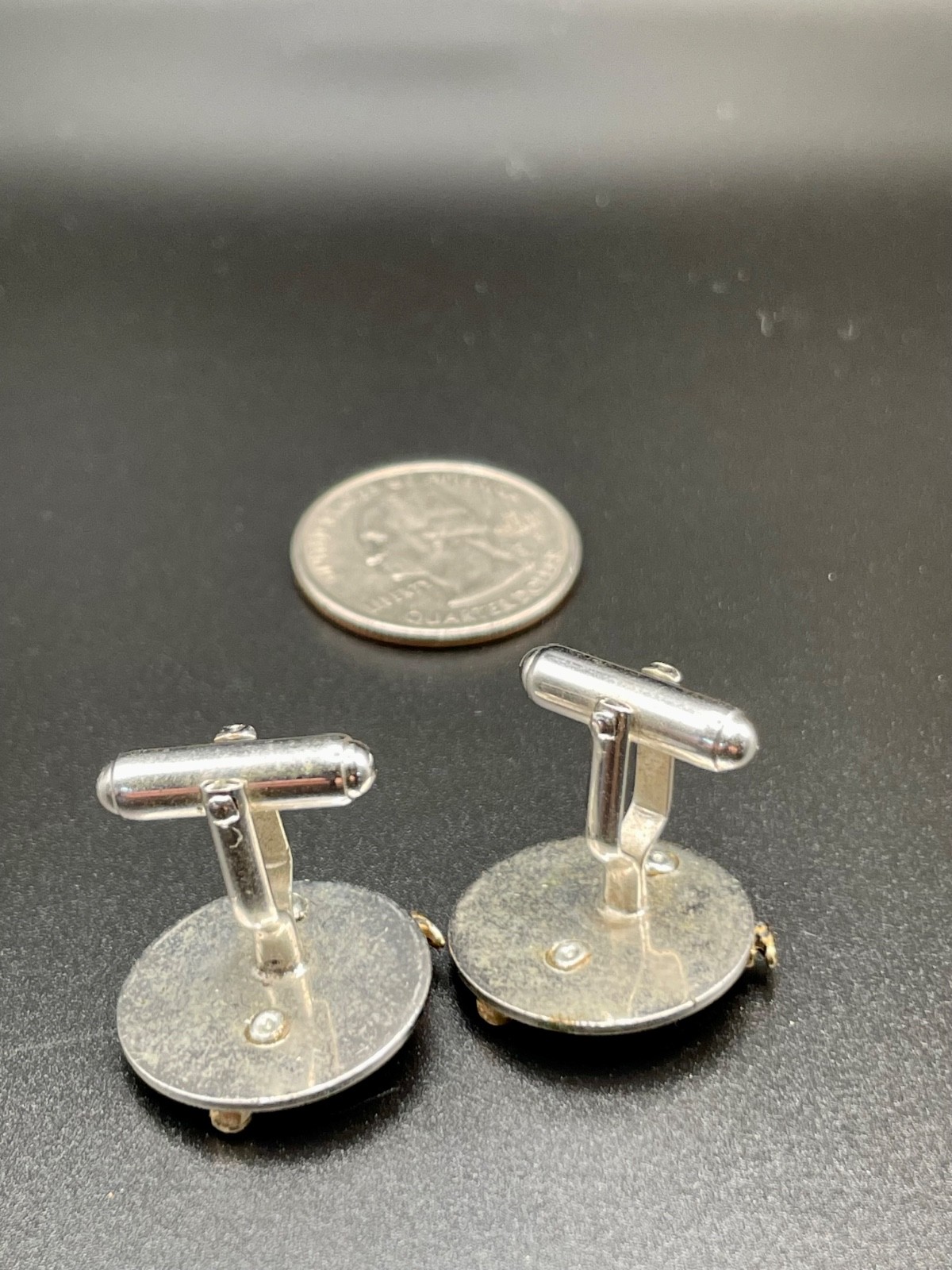Vintage Drunken Tipsy Man Lamp Post Figural Gold Silver Tone Novelty Cufflinks