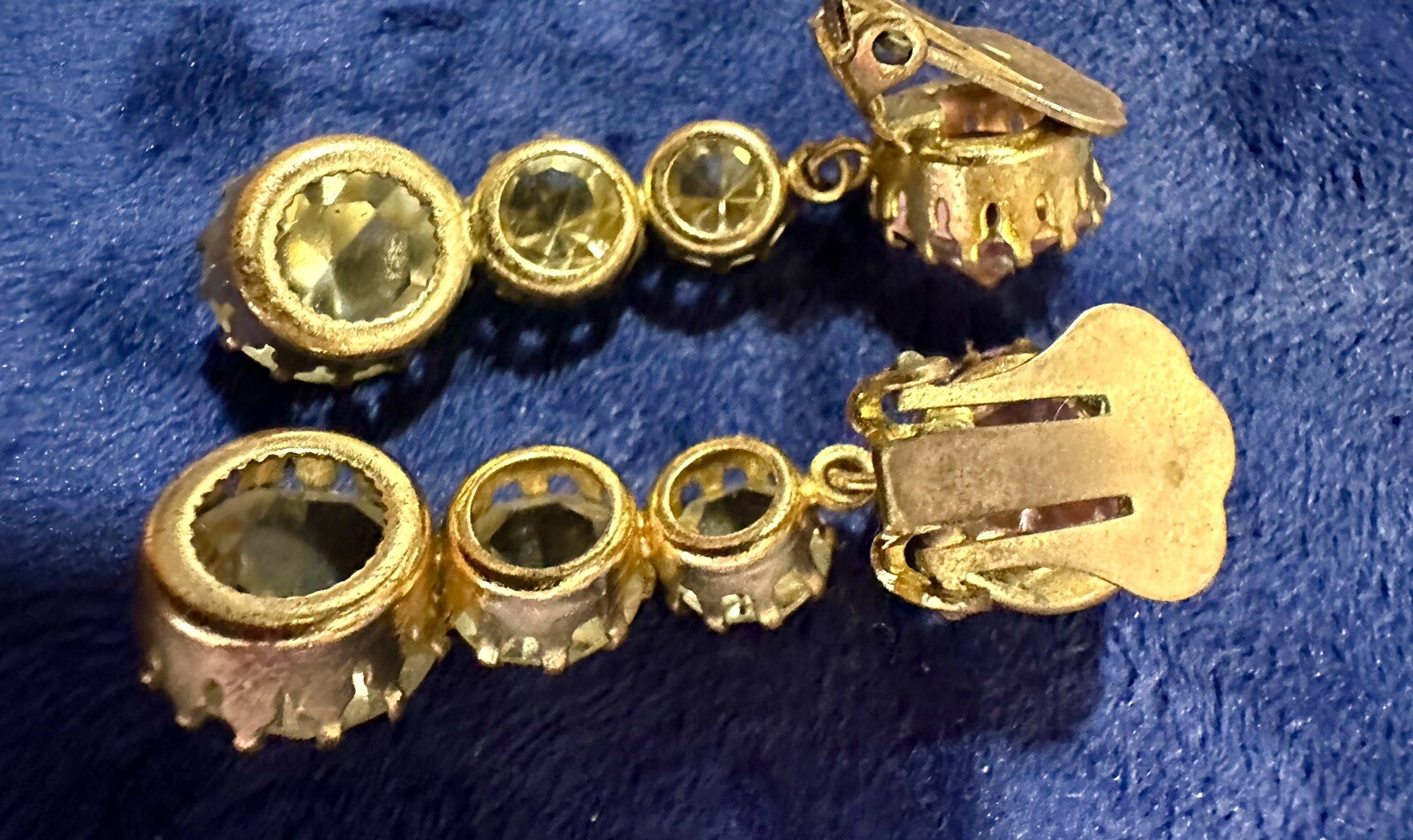 Vintage Schreiner Muted Pink & Yellow Drop Teired Clip Earrings