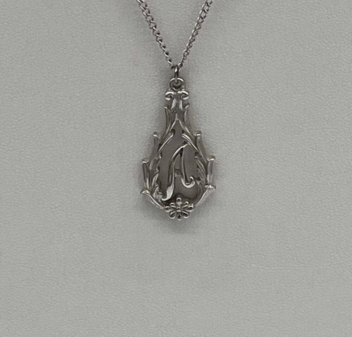 Sarah Coventry Silver Tone Letter A Monogram Pendant Necklace
