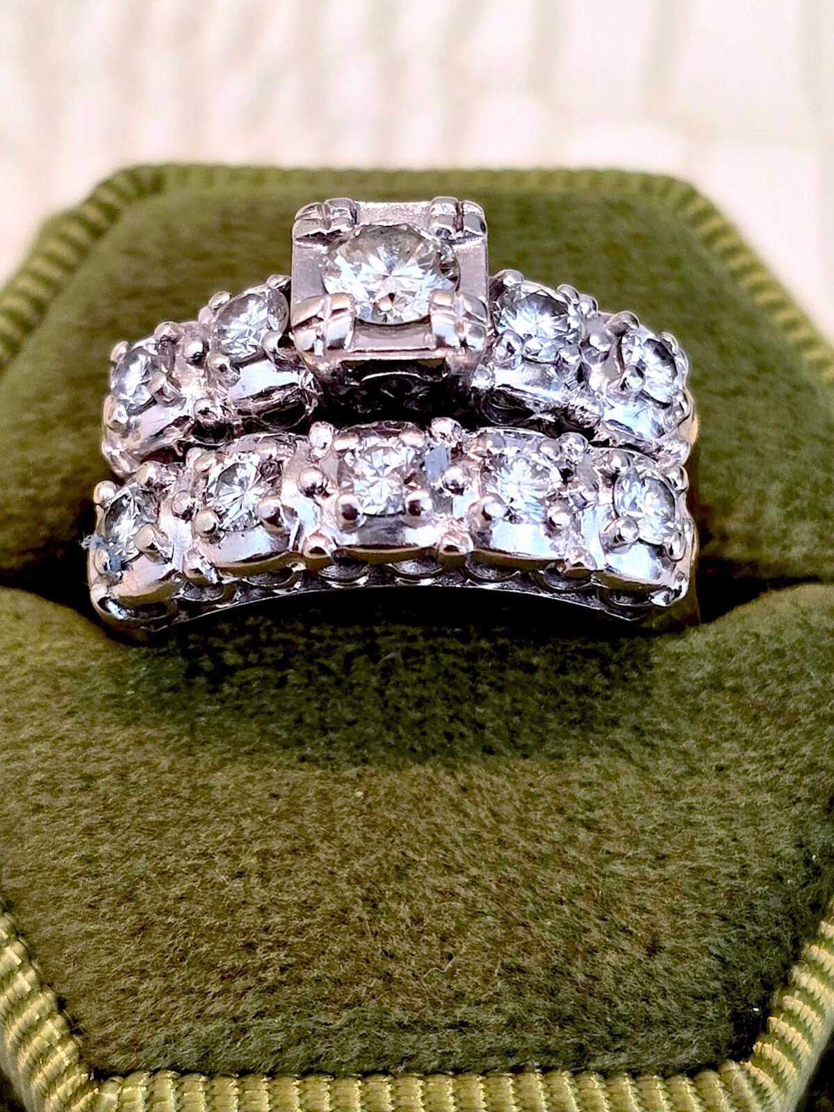 Rare Vintage “Unused” Diamond Ring Set (Approximations) about 1 ct. Size 7.5