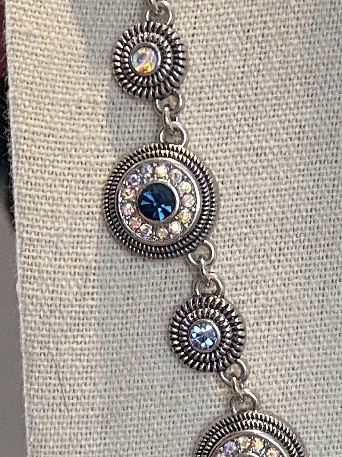 Lia Sophia Necklace Silver Tone Colorful Rhinestones AB Coating 19”