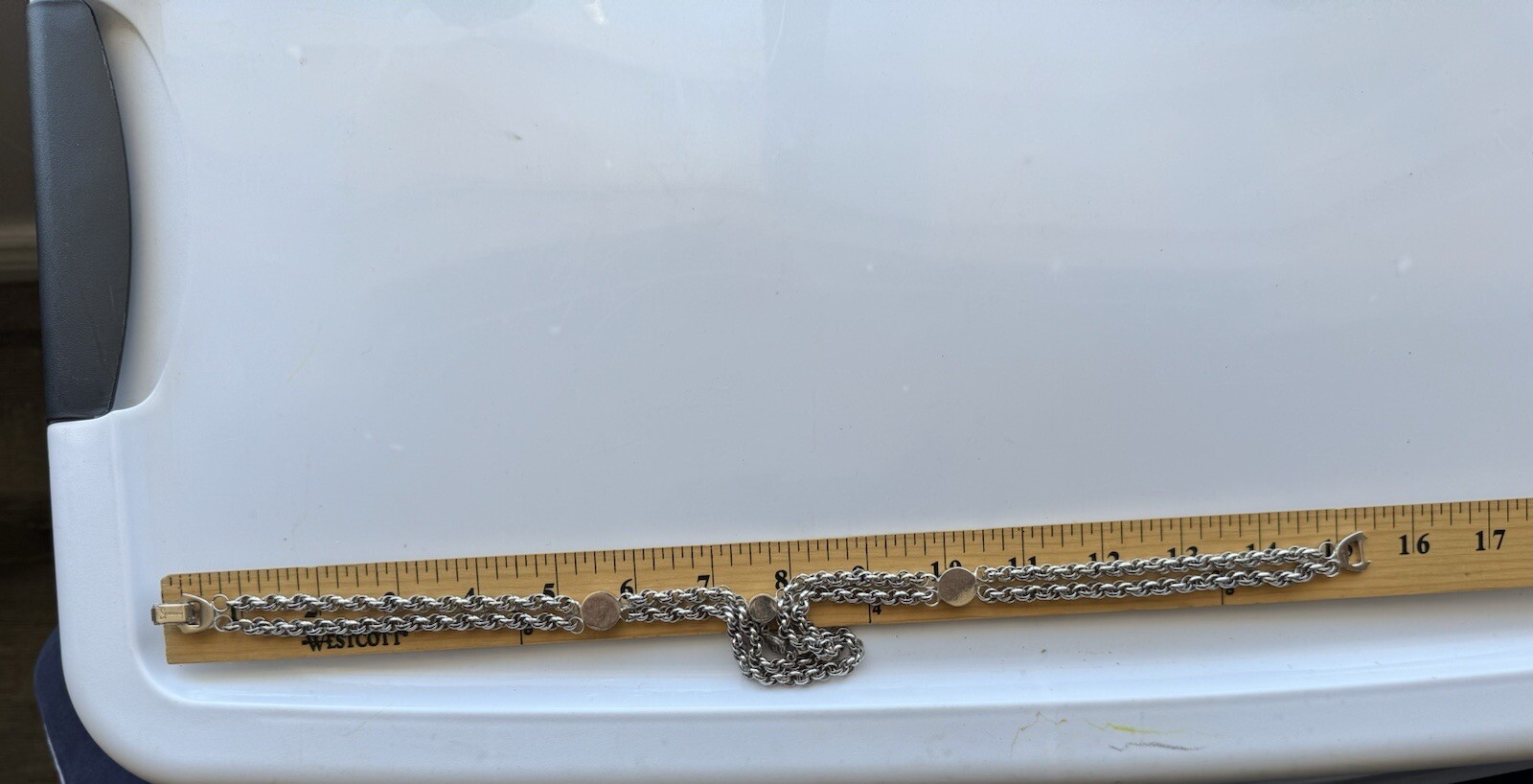 Vintage Silver TONE signed SPERRY double Rolo Chain Link Statement Necklace