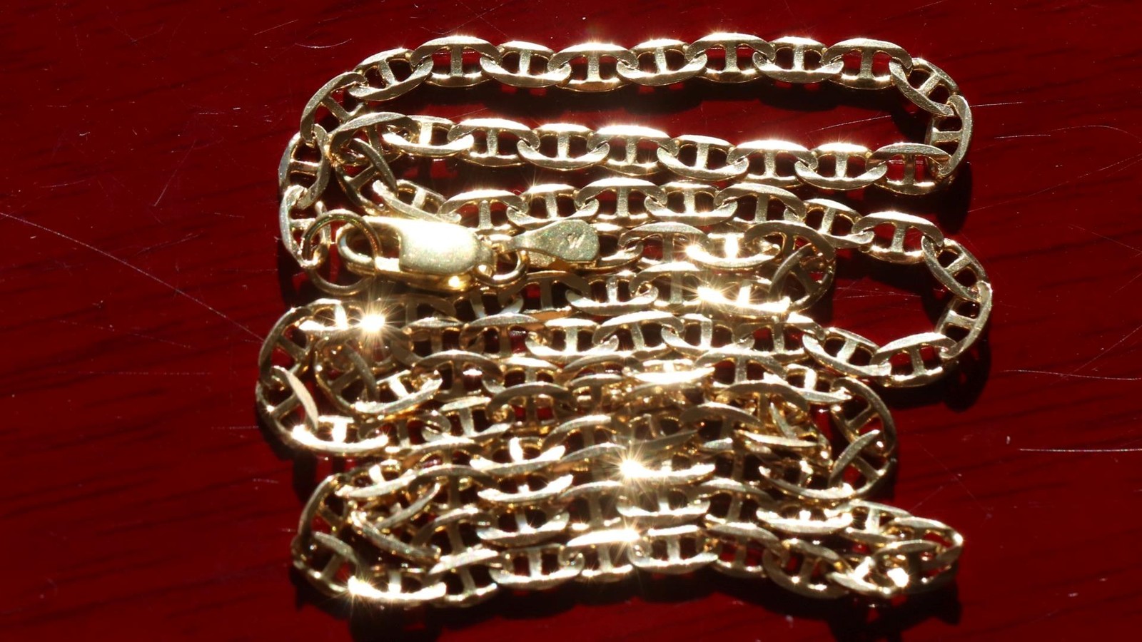 14k yellow gold necklace 19.5″ anchor / mariner link chain vintage 7.67gr N3502