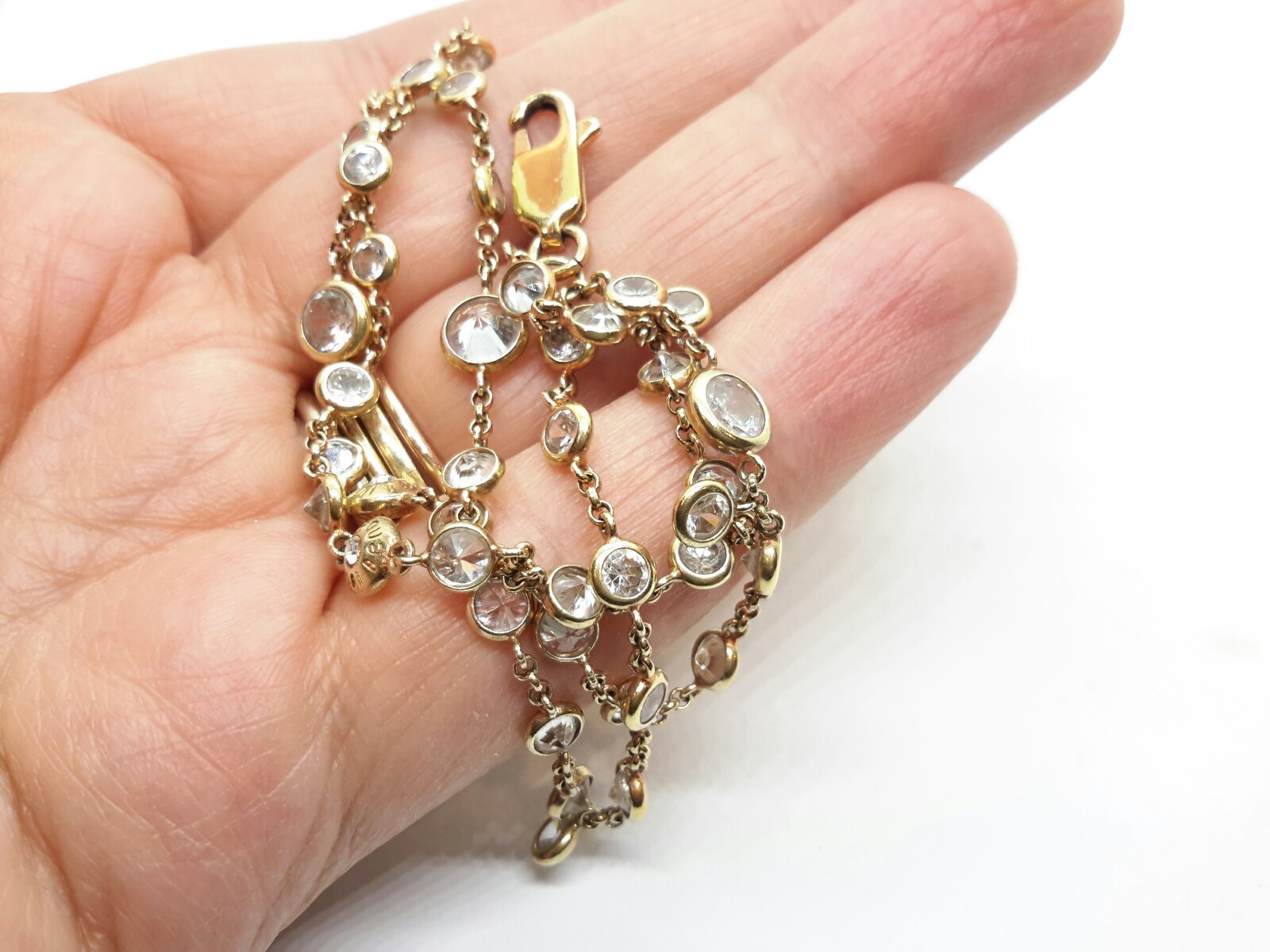 HENRI BENDEL New York Sterling Silver Crystal Charm Bracelet 925