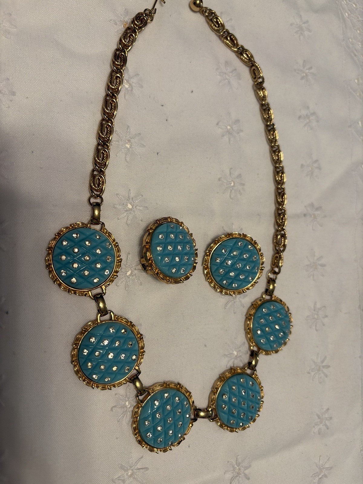 Vintage Retro 1960S Signed Marvella Necklace And Clip Earrings