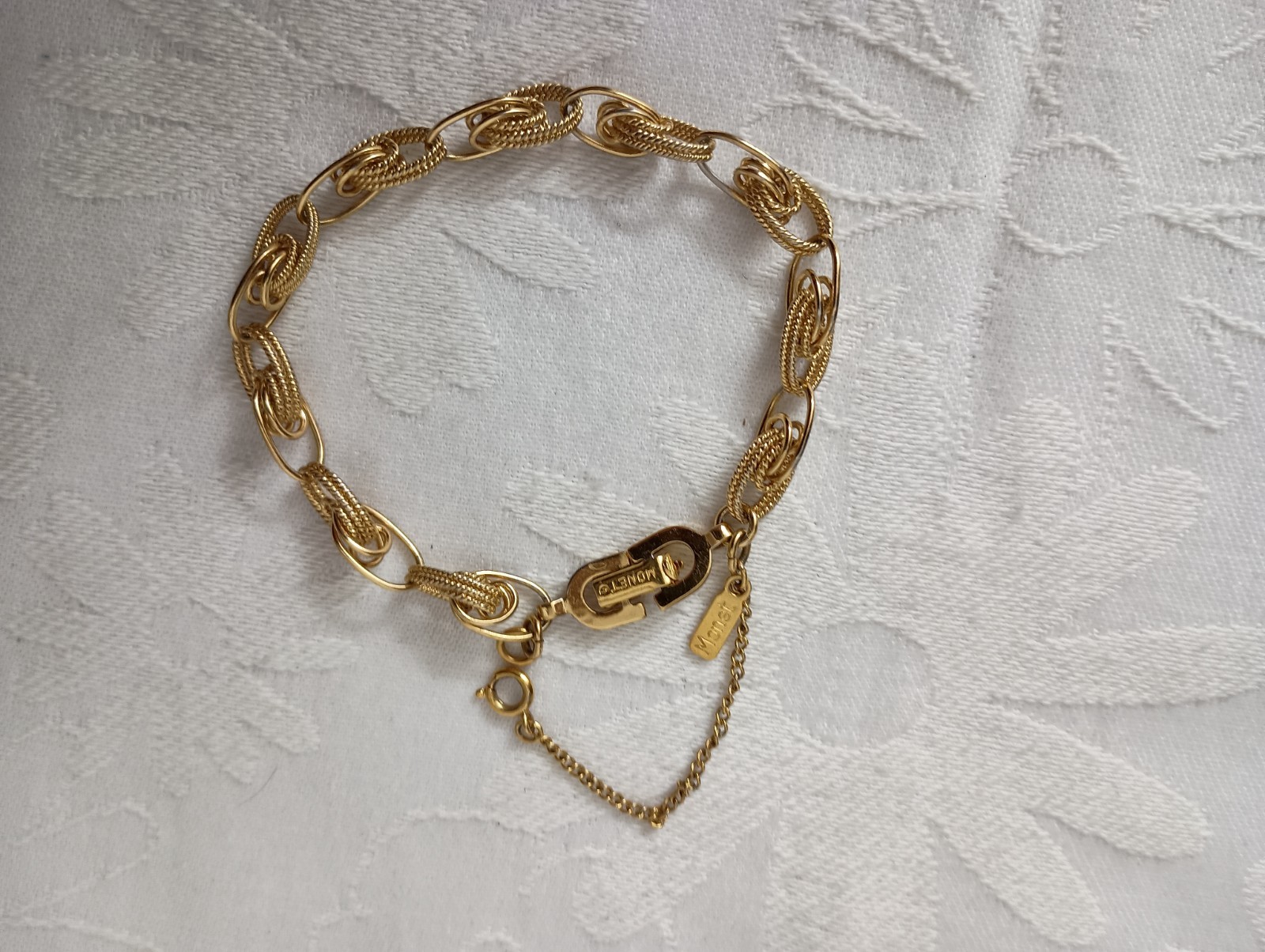 Vintage Monet Gold Tone Chain Link Starter Charm Bracelet
