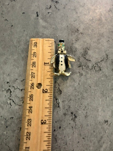Vintage Lot of 3 Brooches- Frog, Silver Tone Penguin and Gold Tone donkey