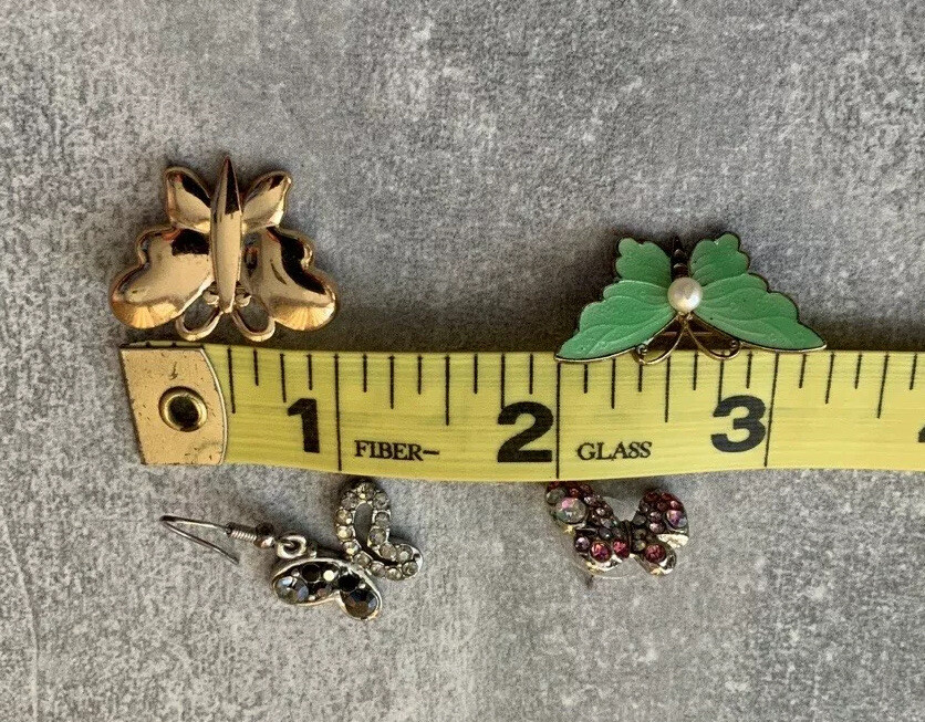 BEAUTIFUL BUTTERFLY THEMED LOT EARRINGS BROOCHES PINS RING RHINESTONES ENAMEL