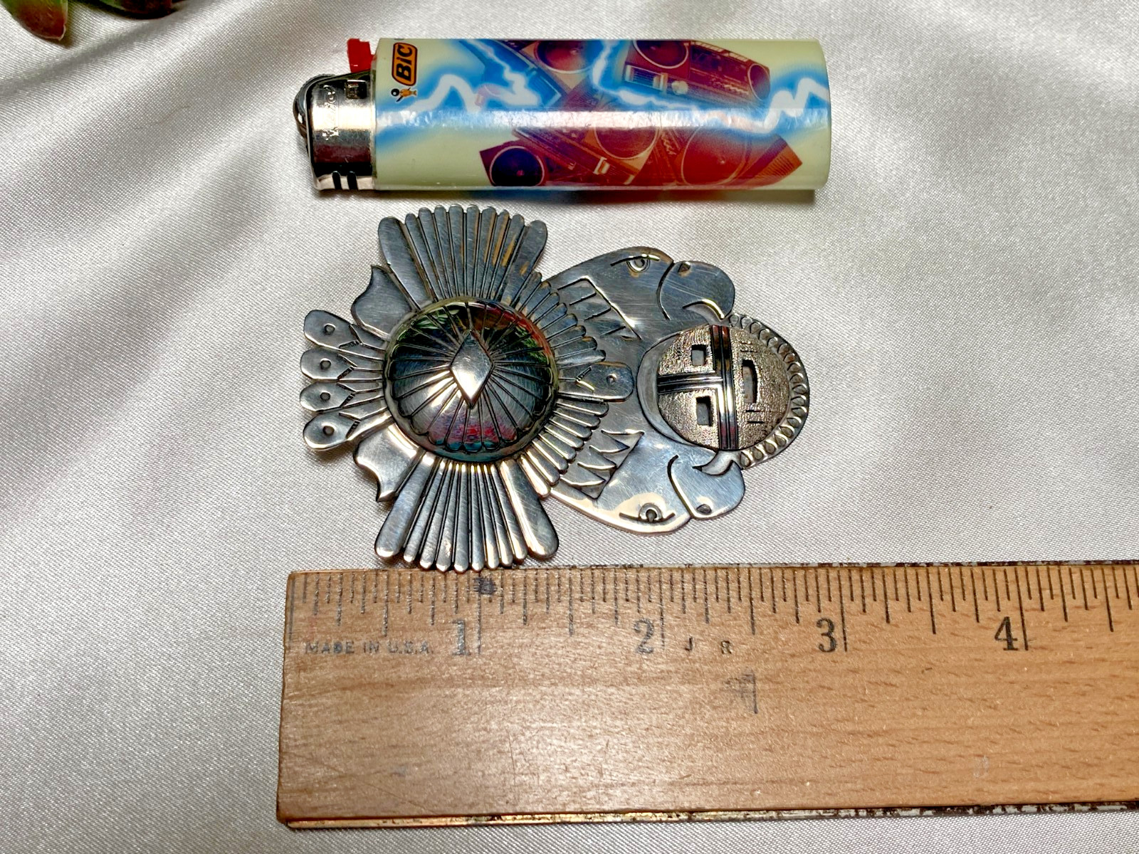 Extremely Rare Eagles Sunface Silver Pendant Renowned Navajo Artist Eddy Chaco